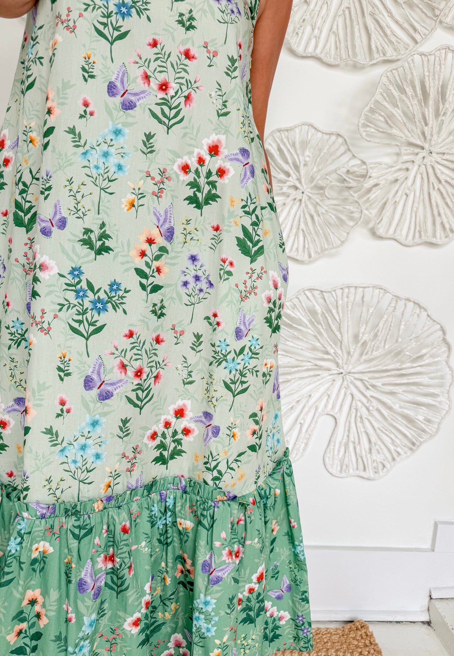 Green Botanical Strap Maxi