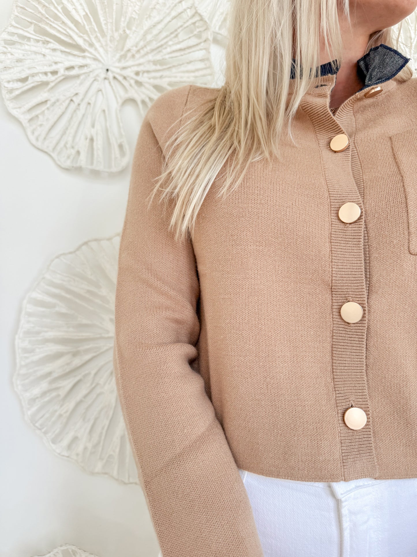 Camel/Denim Collared Button Up