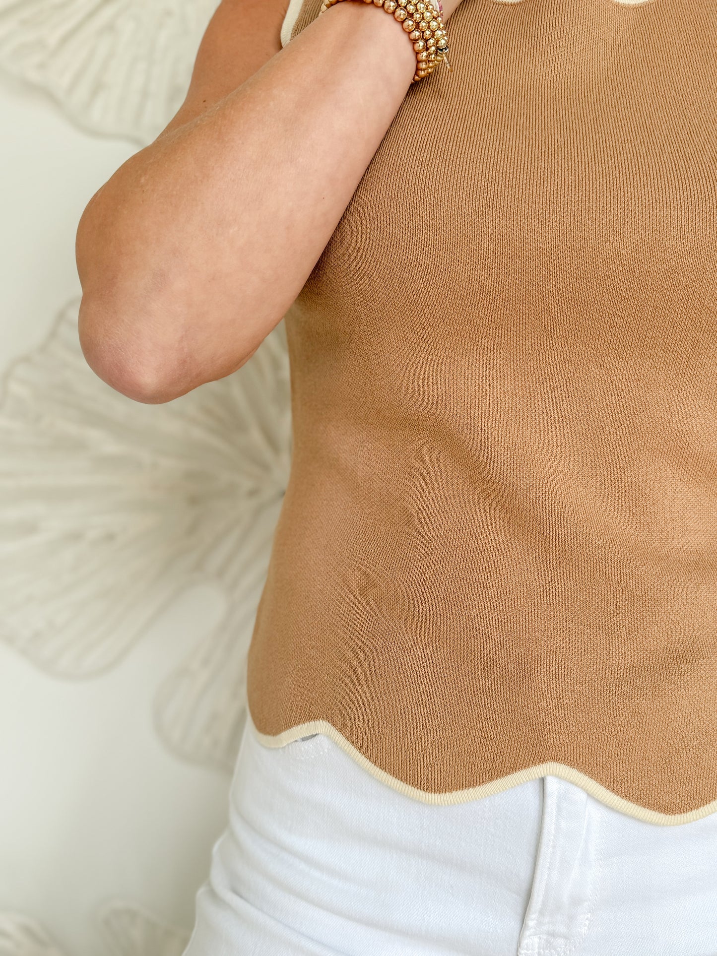Latte Scalloped Tank