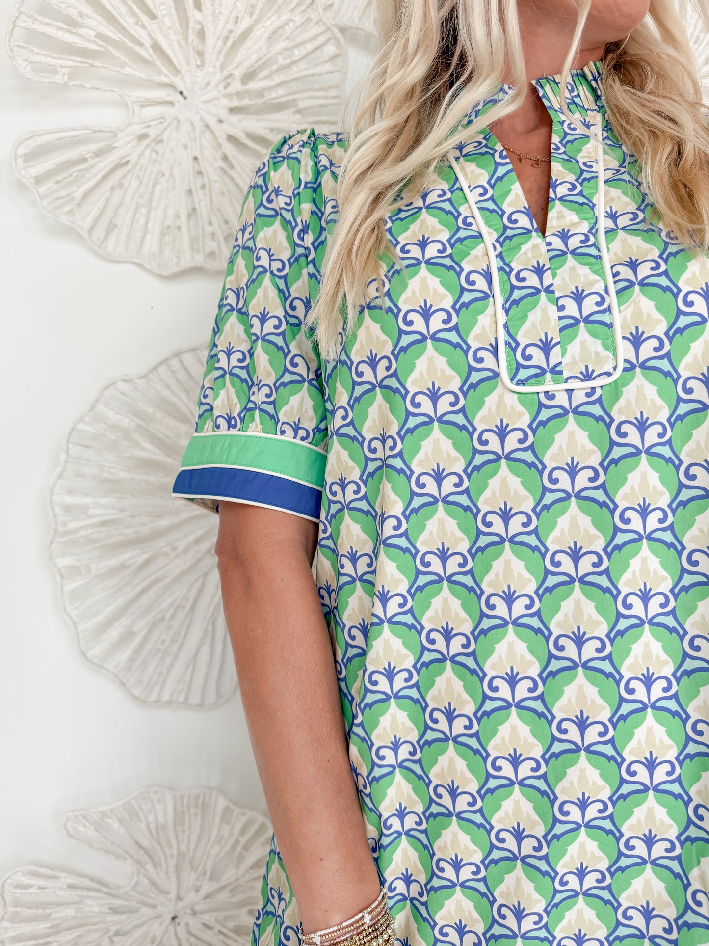 Blue/Green Abstract Printed Mini