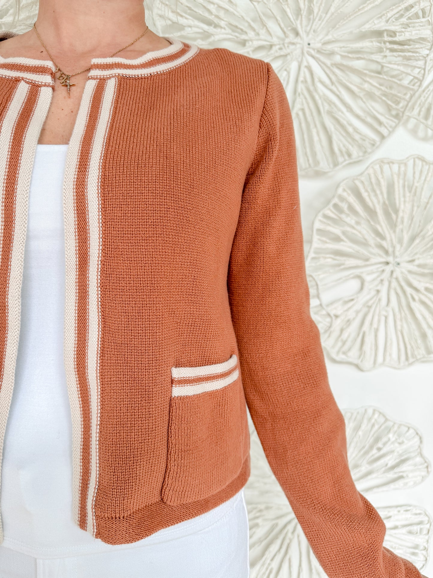 Rust Trimmed Cardigan