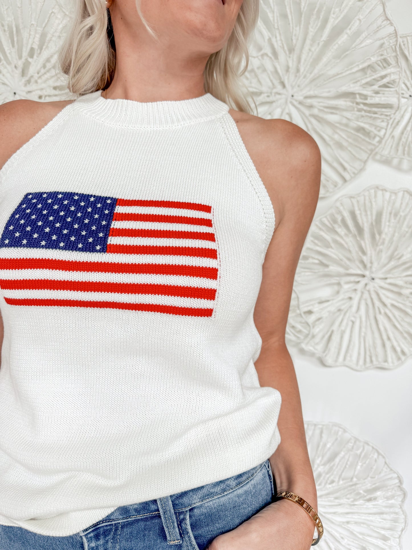American Flag Sweater Tank