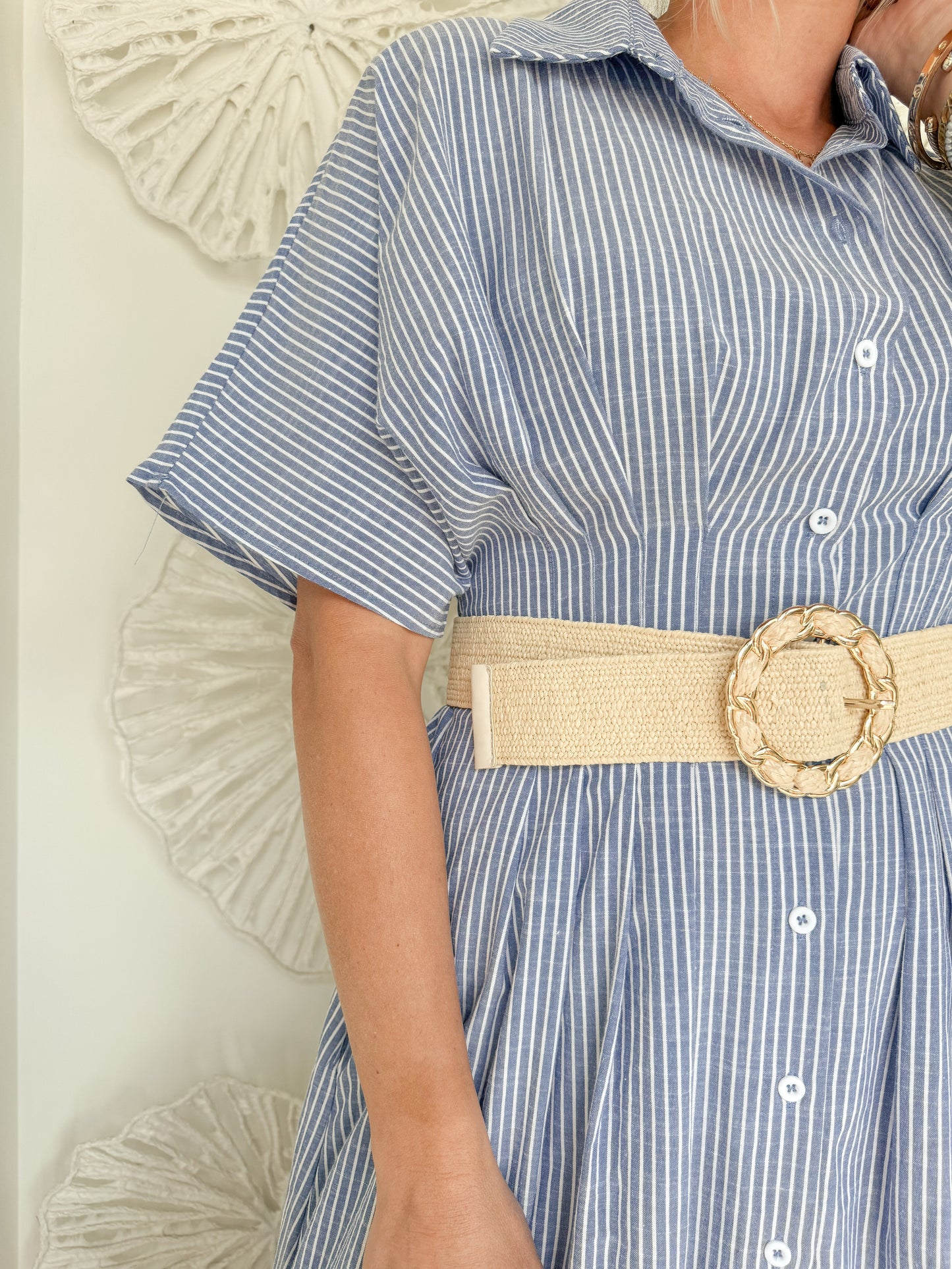 Navy Cinched Waist Midi
