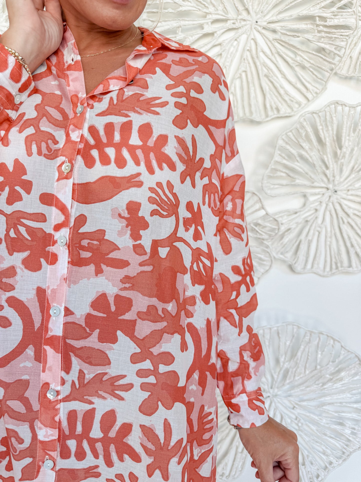 Coral Print Collared Mini