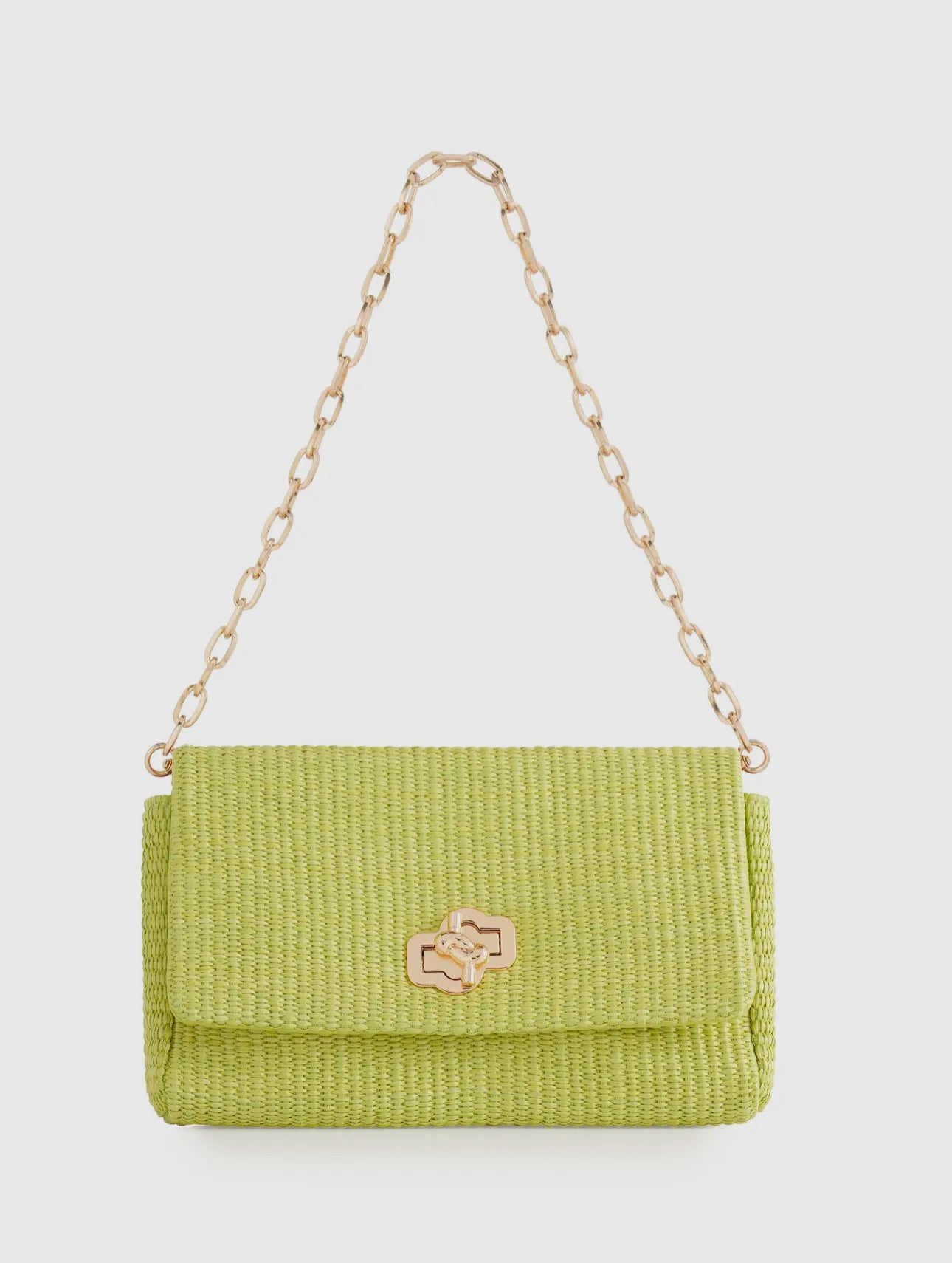 Lime Raffia Shoulder Bag/Clutch