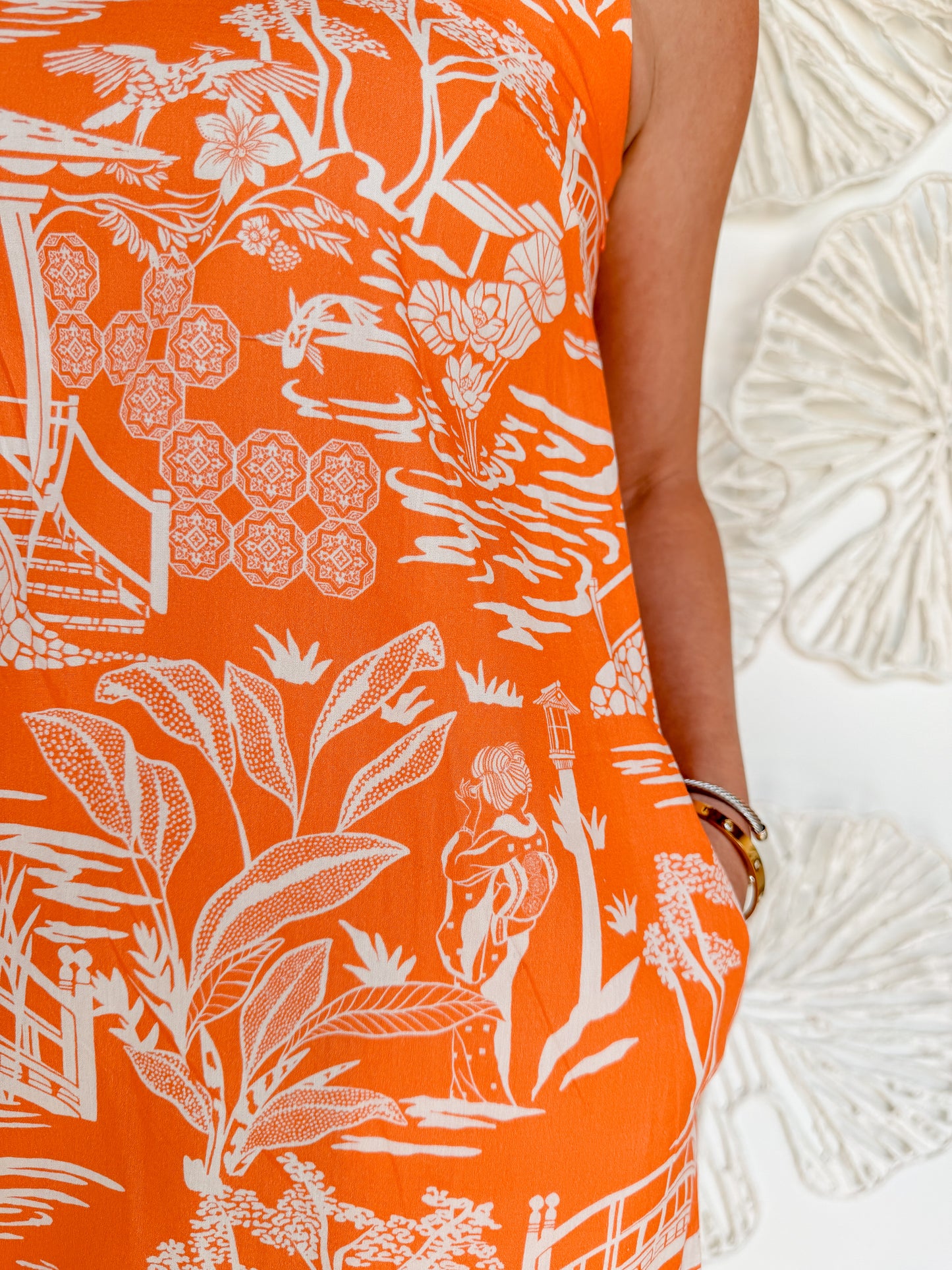 Orange Pagoda Print Mini