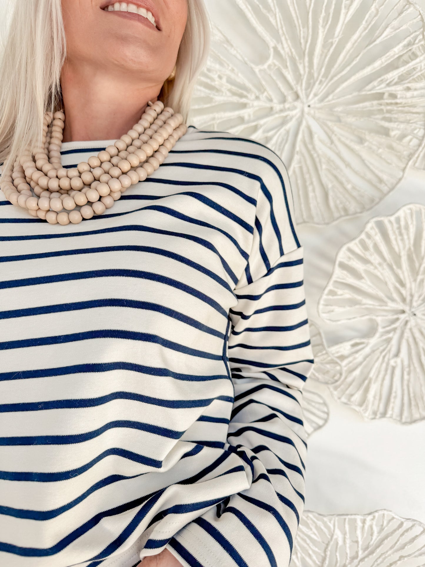 Navy/Cream Striped Long Sleeve