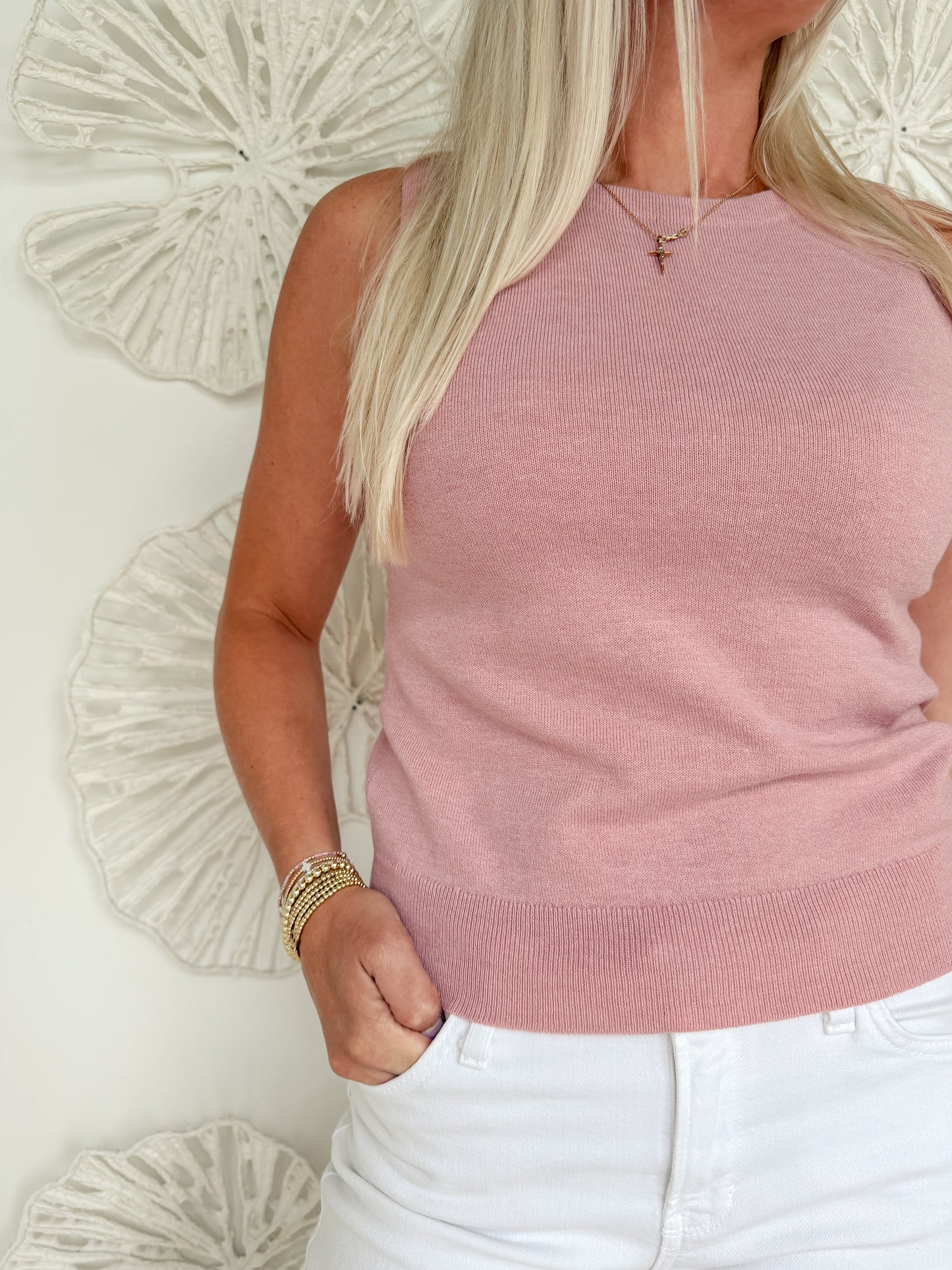 Dusty Pink Sweater Tank