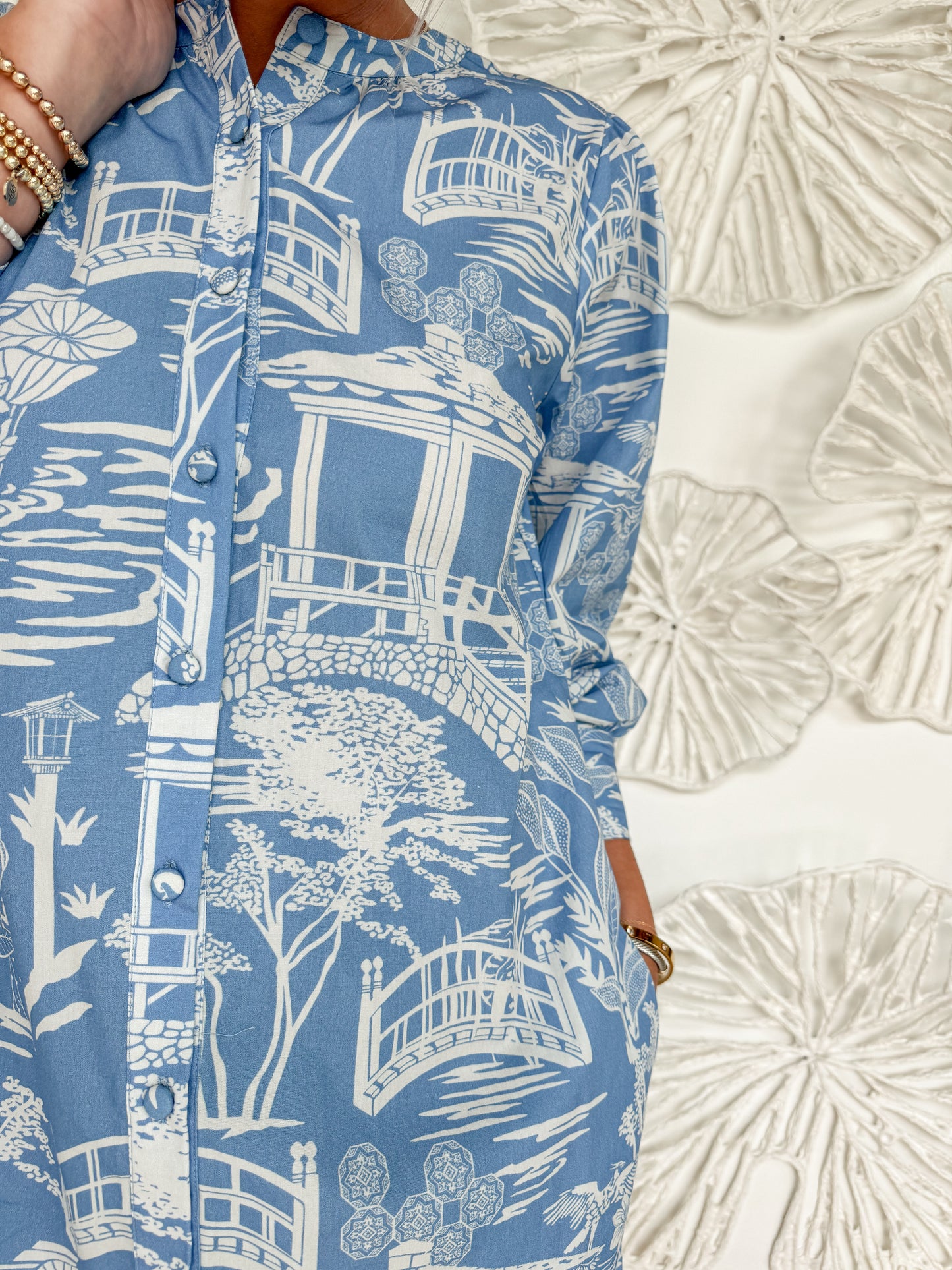 Blue Pagoda Print Mini