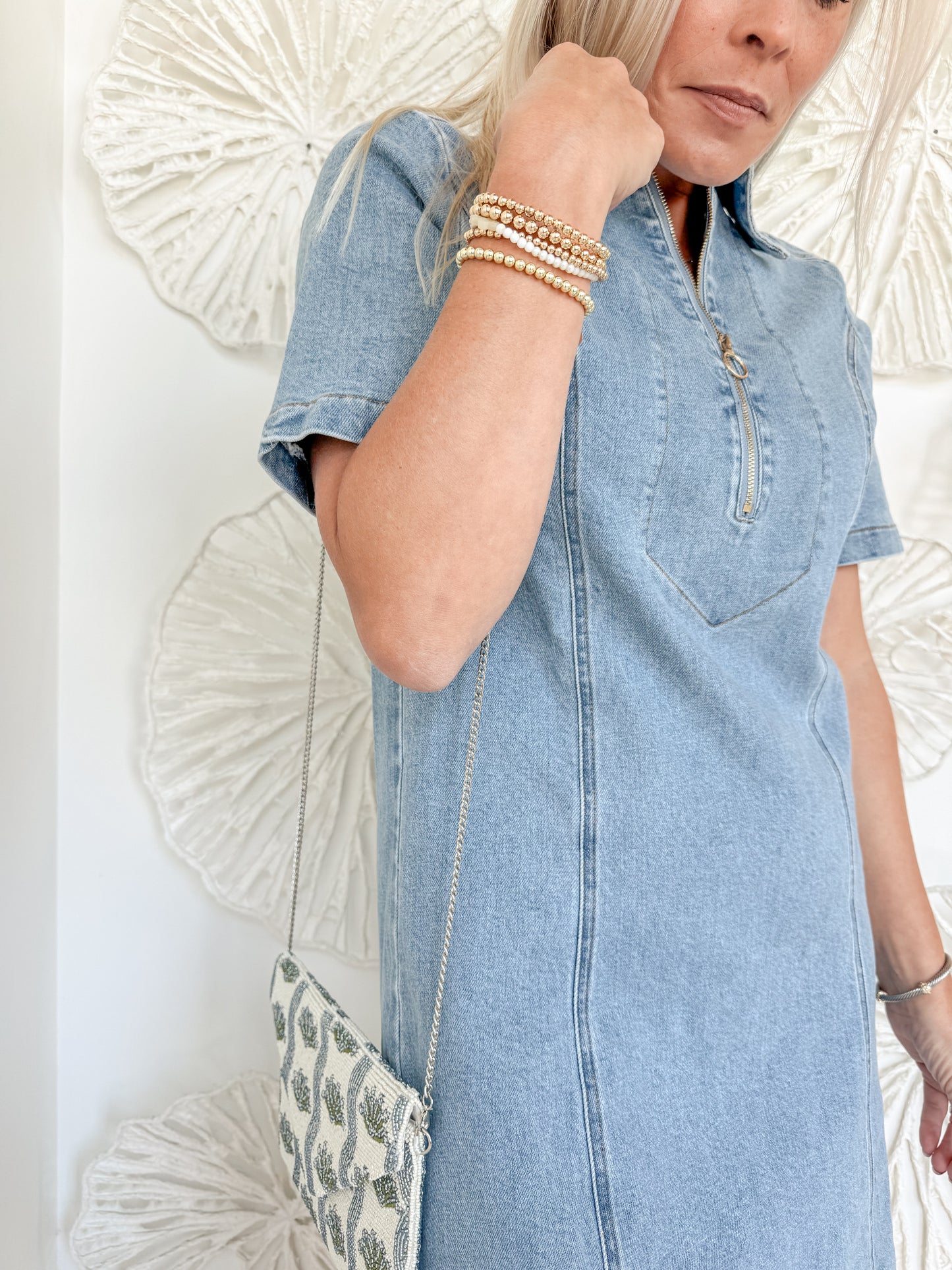 Light Denim Zipper Front Mini