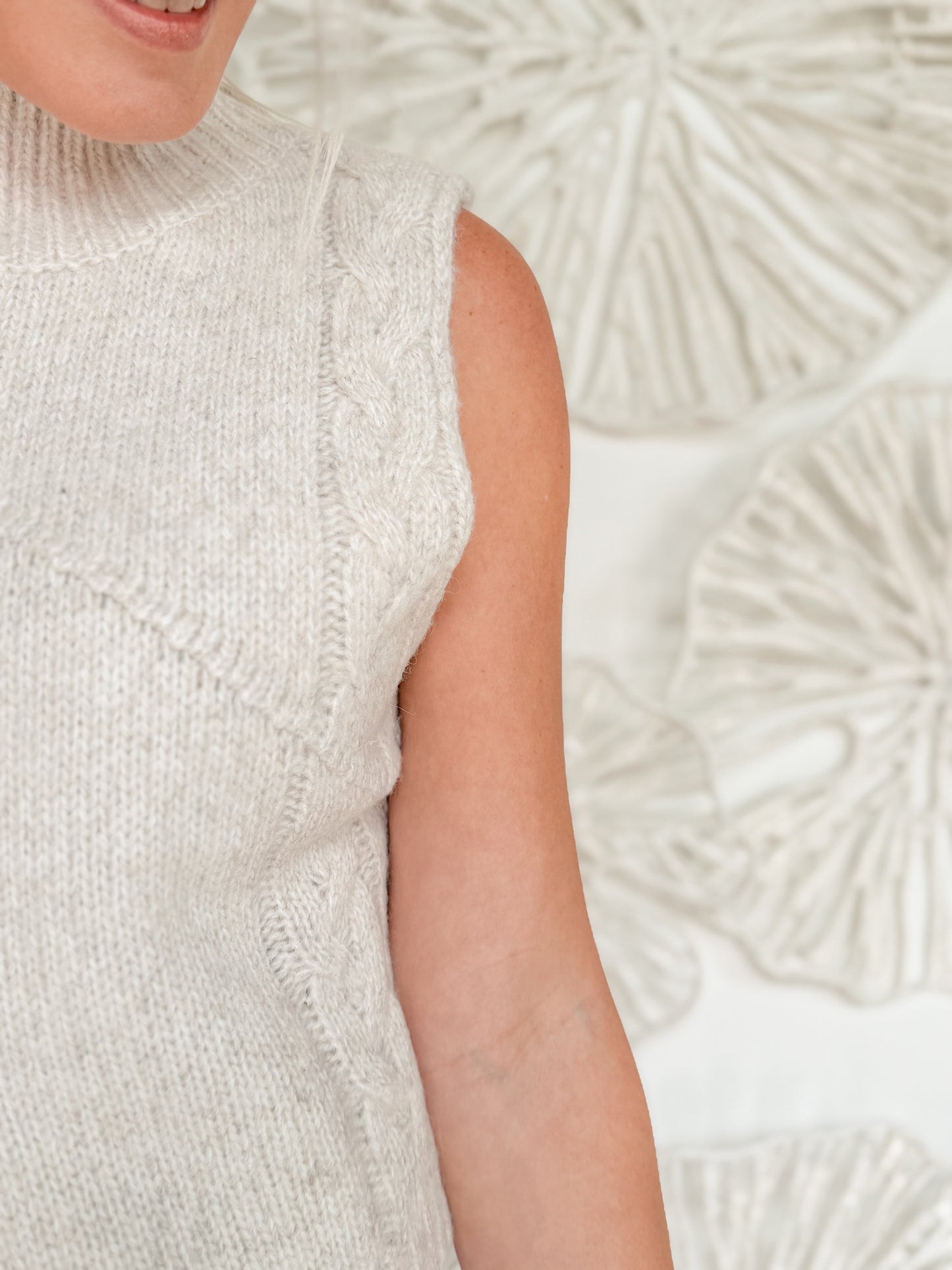 Heathered Beige Mock Neck Tan