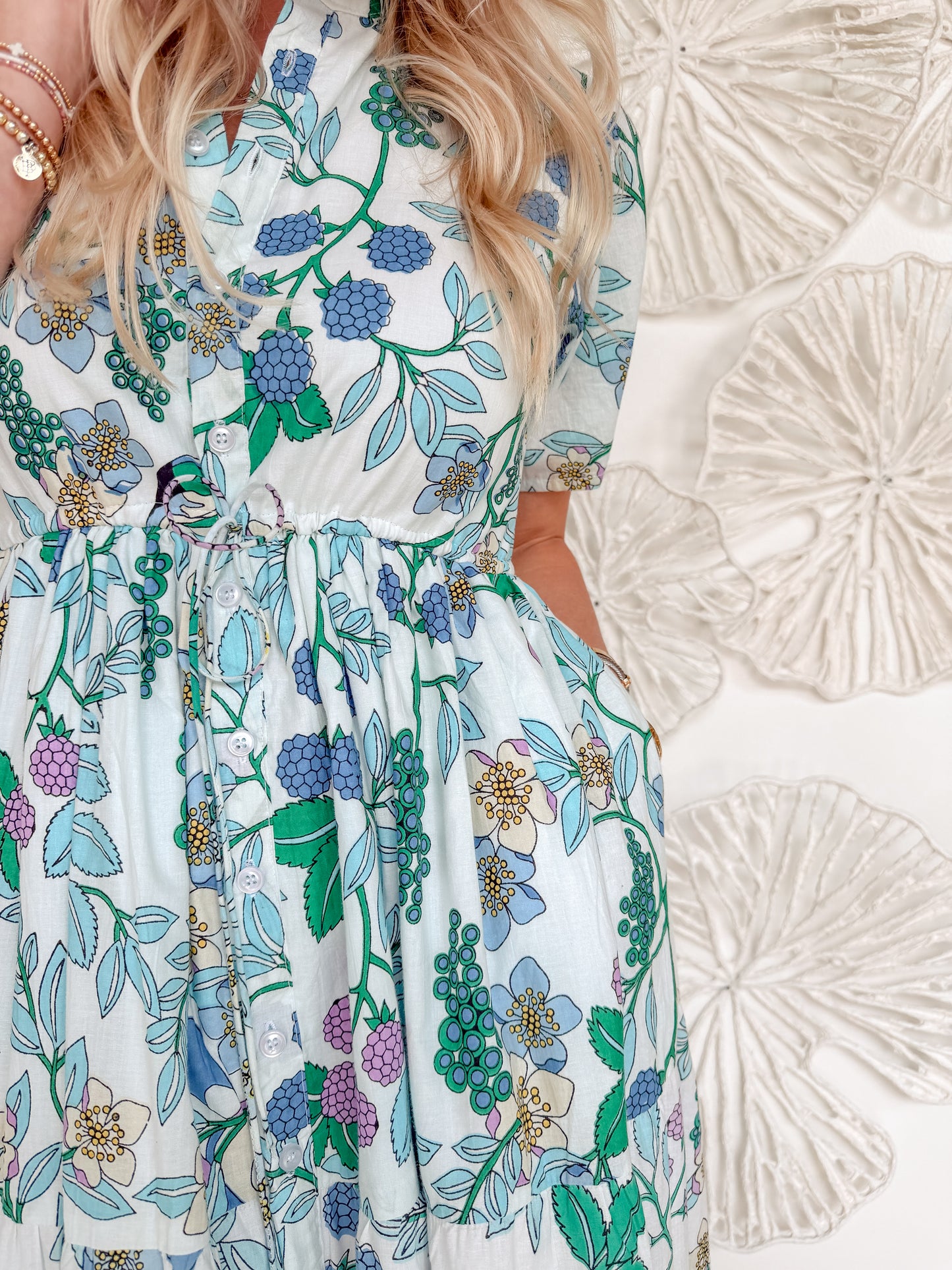 The Steph Waist Tie Block Print Maxi