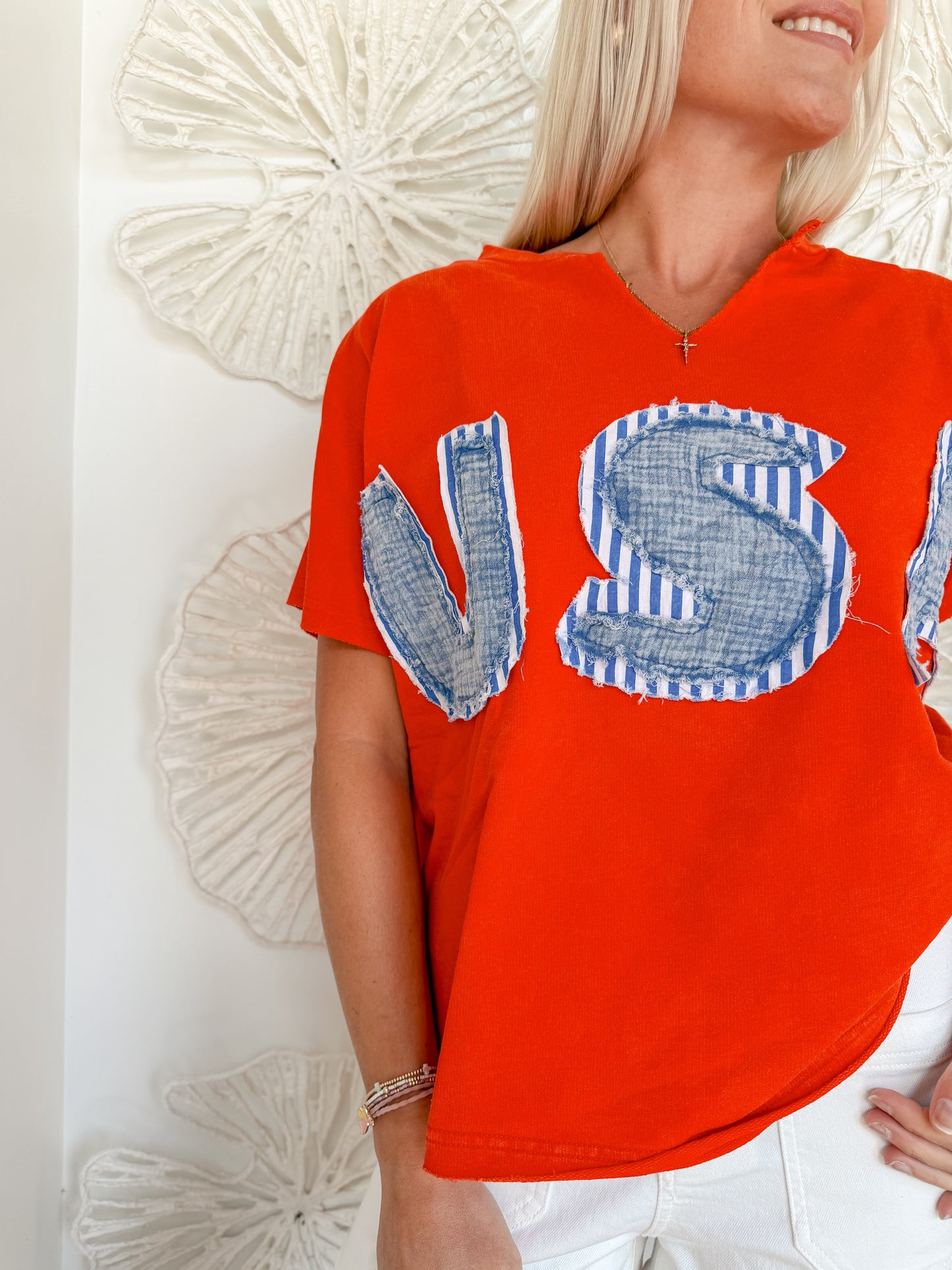 Red Mineral Wash USA Tee