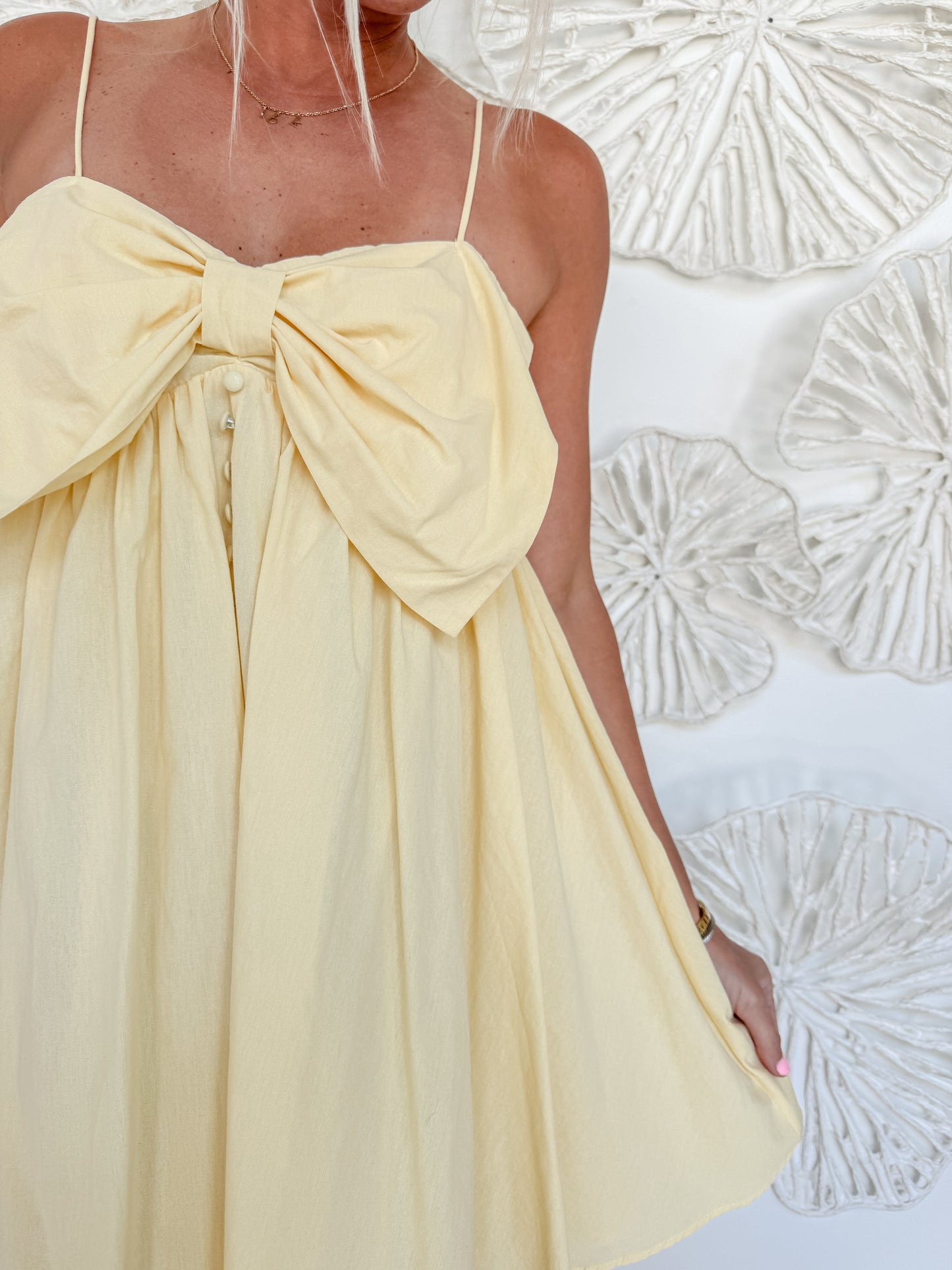 Yellow Bow Mini Dress