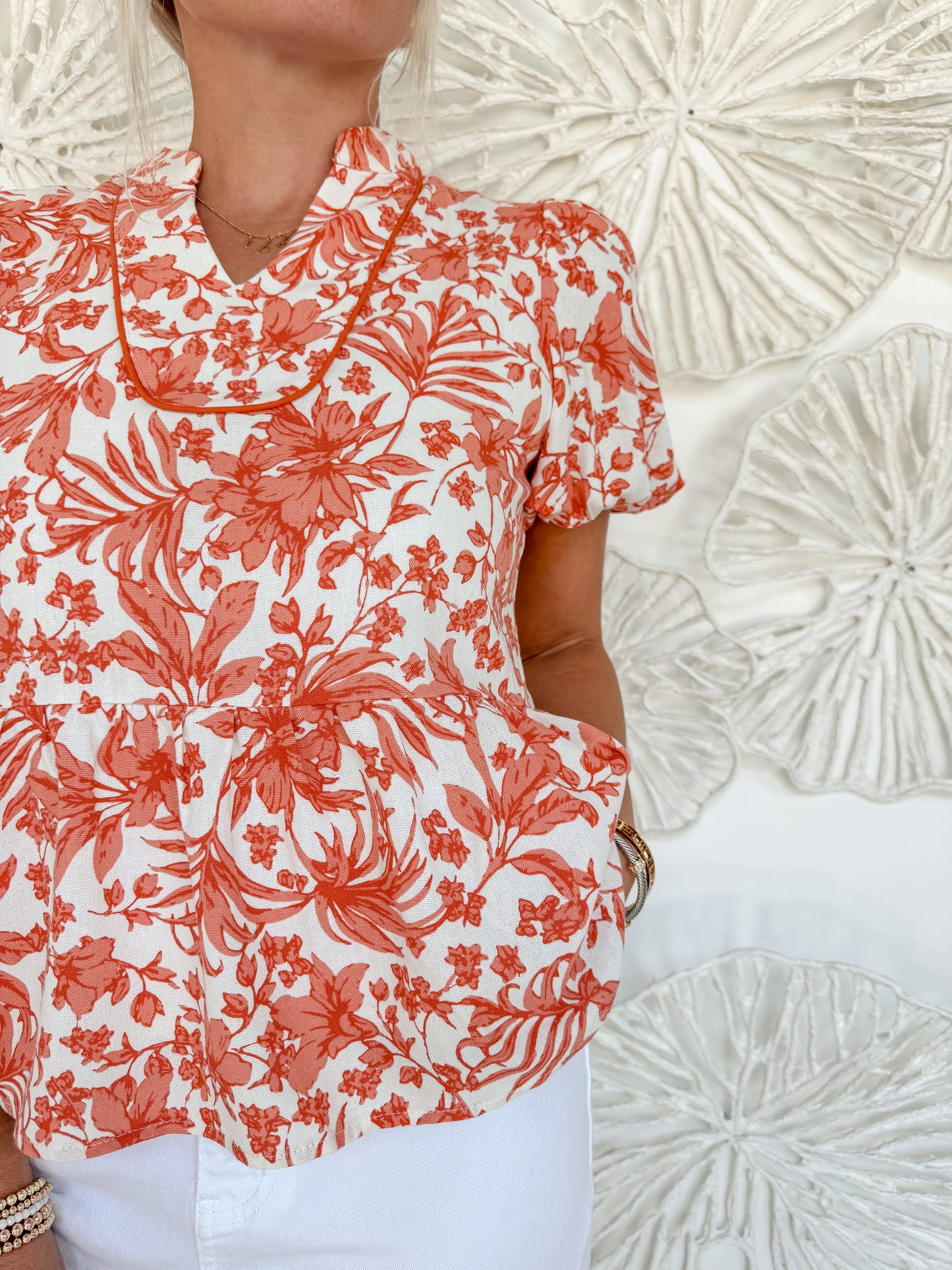 Orange Floral Blouse