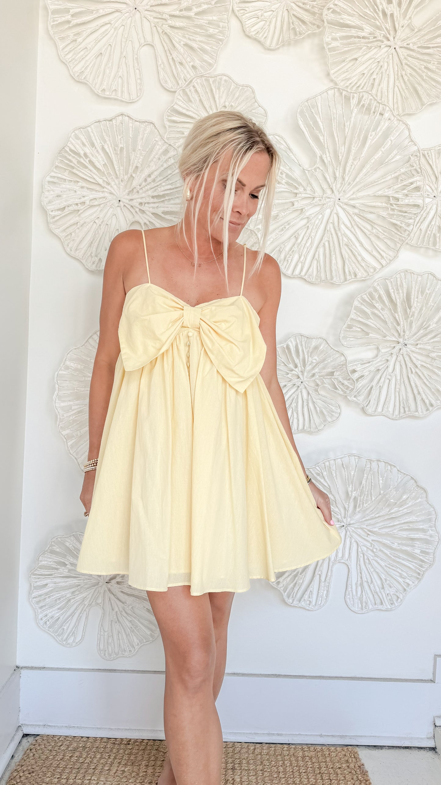 Yellow Bow Mini Dress