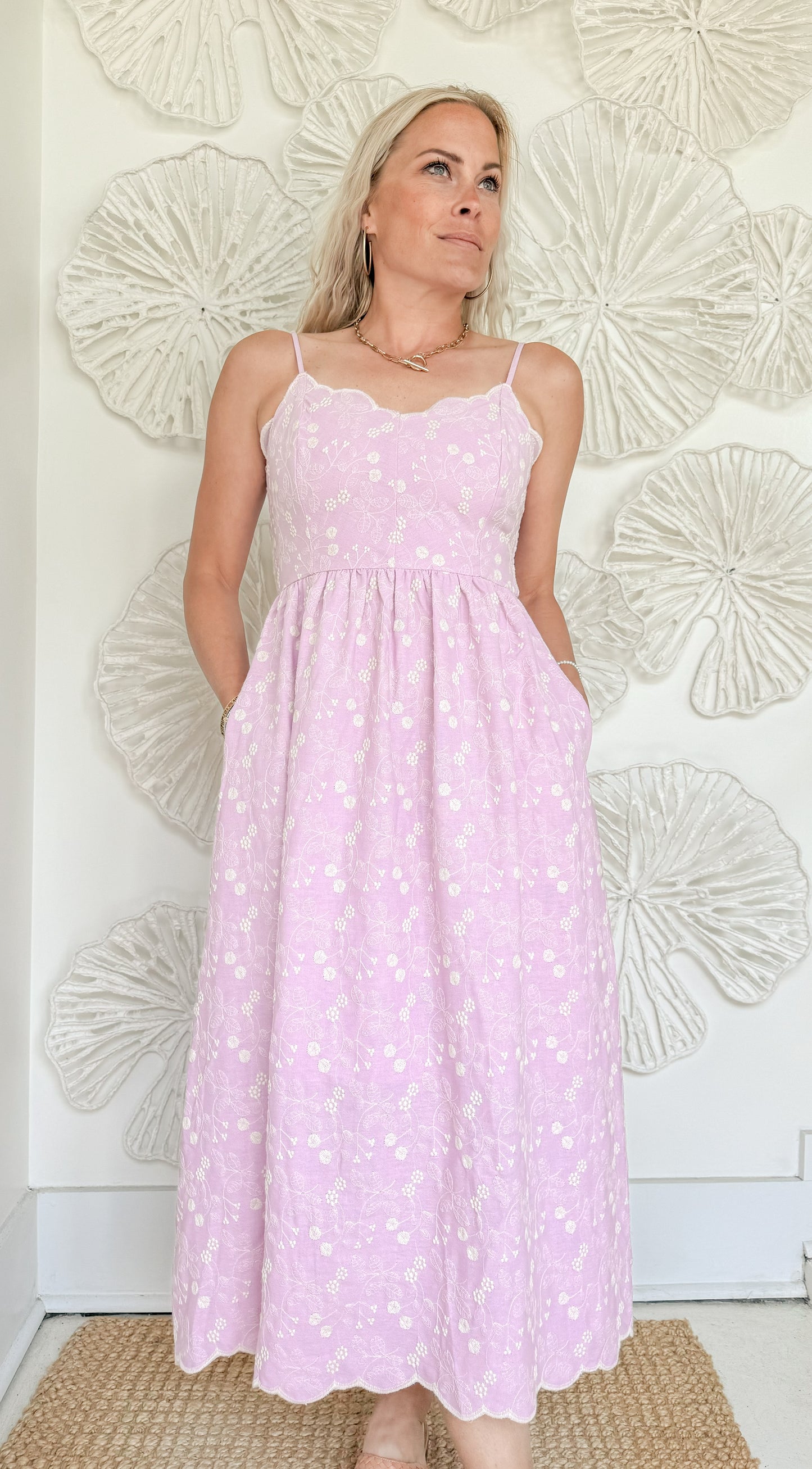 Lavender Embroidered Midi
