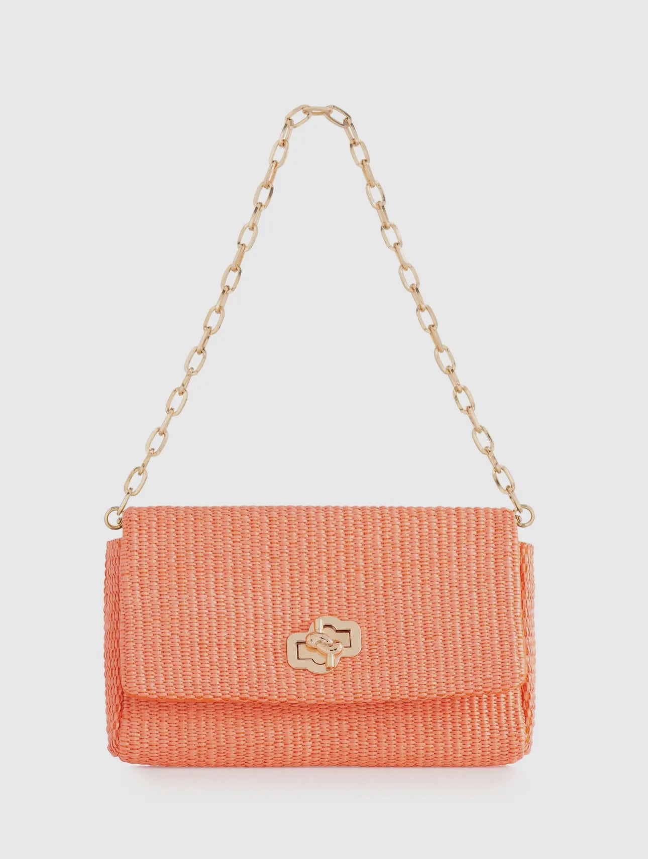 Orange Raffia Shoulder Bag/Clutch