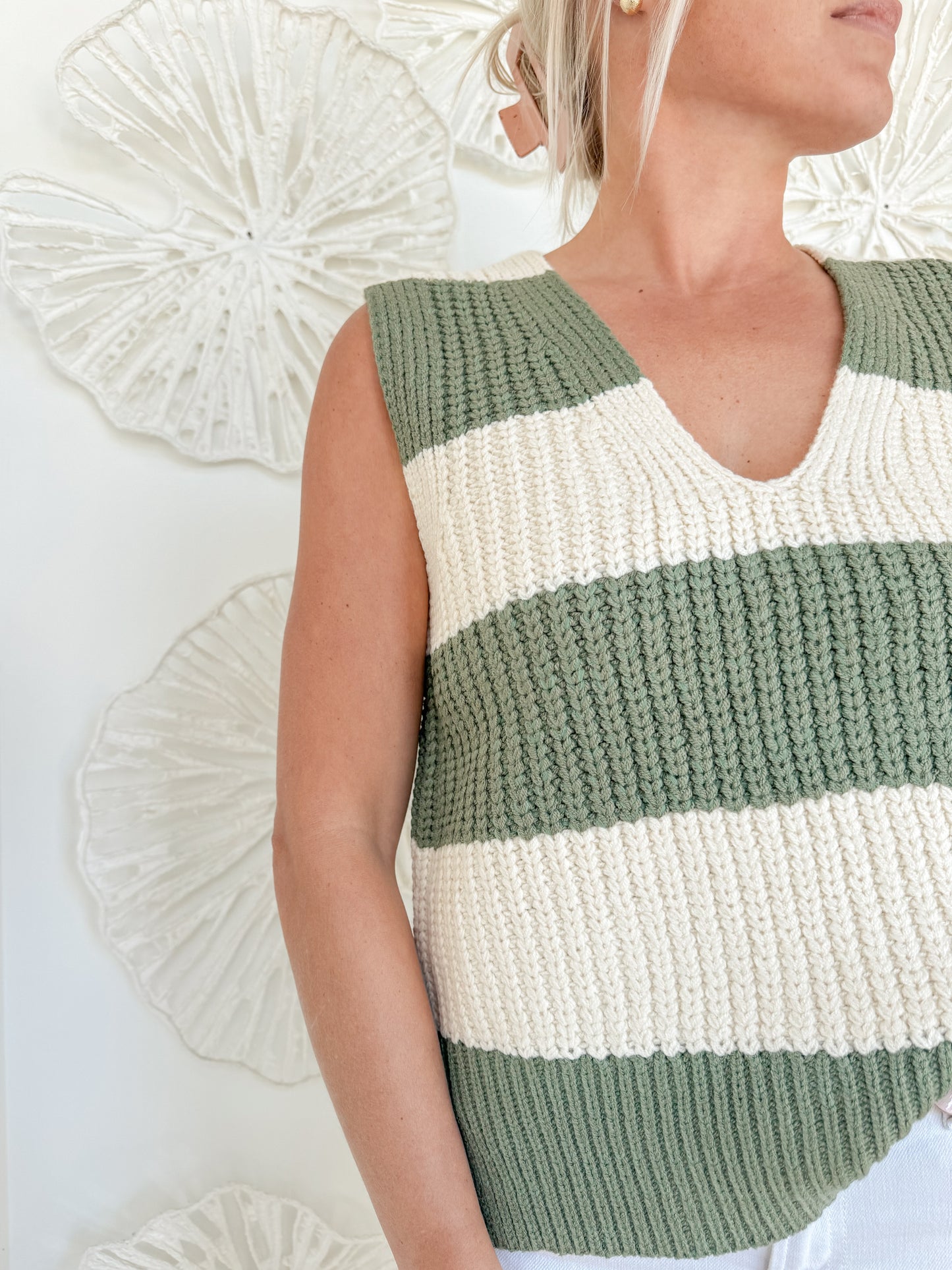 Olive/Oatmeal VNeck Sweater