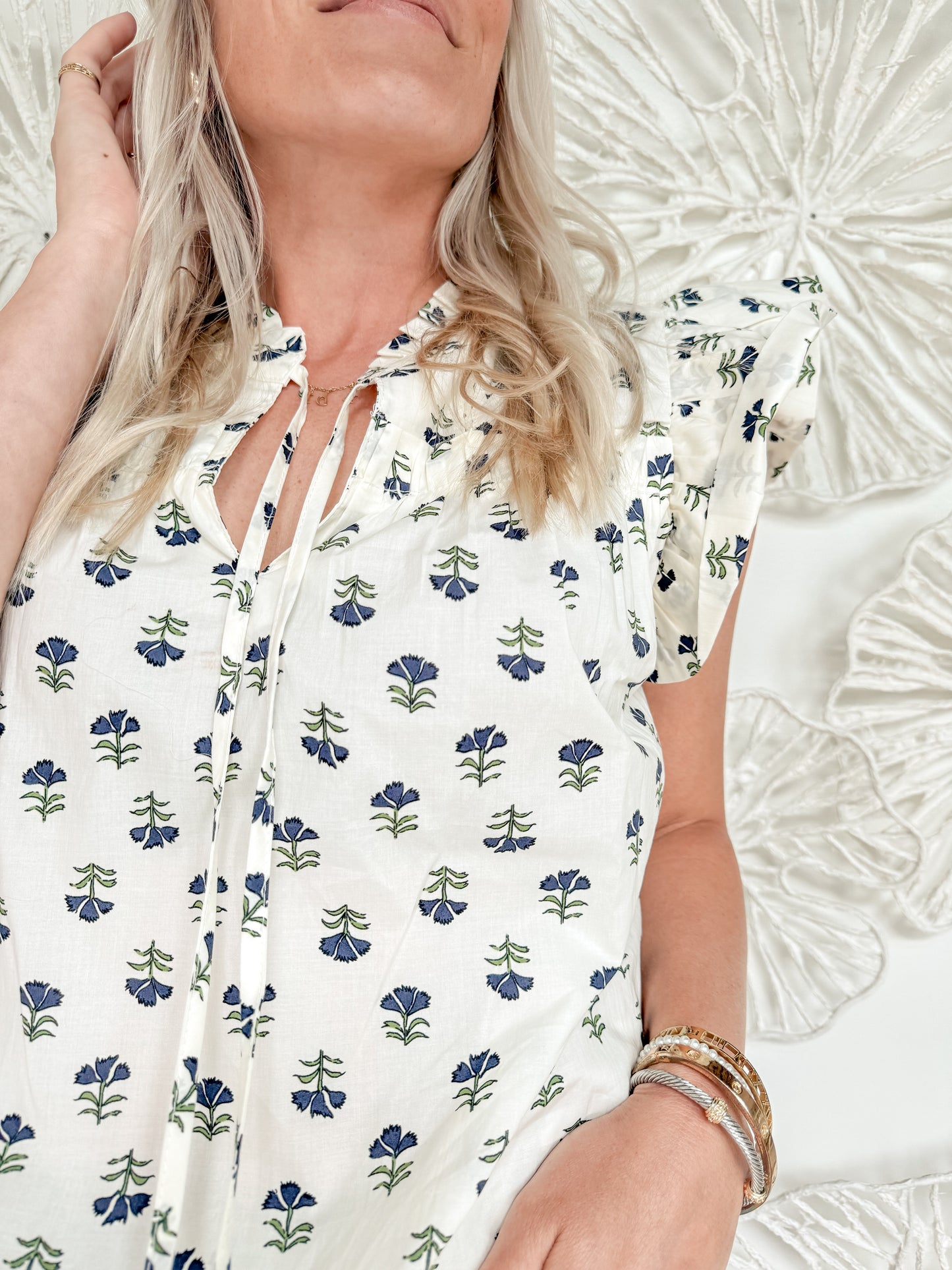 Ivory Floral Print Blouse