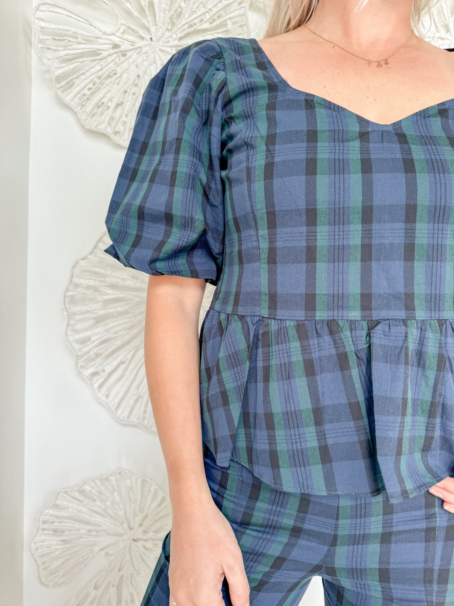 Sail to Sable Plaid Green/Blue Blouse
