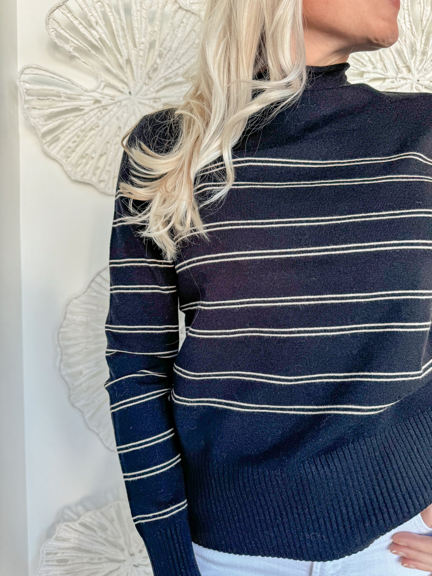 Black Striped Turtleneck