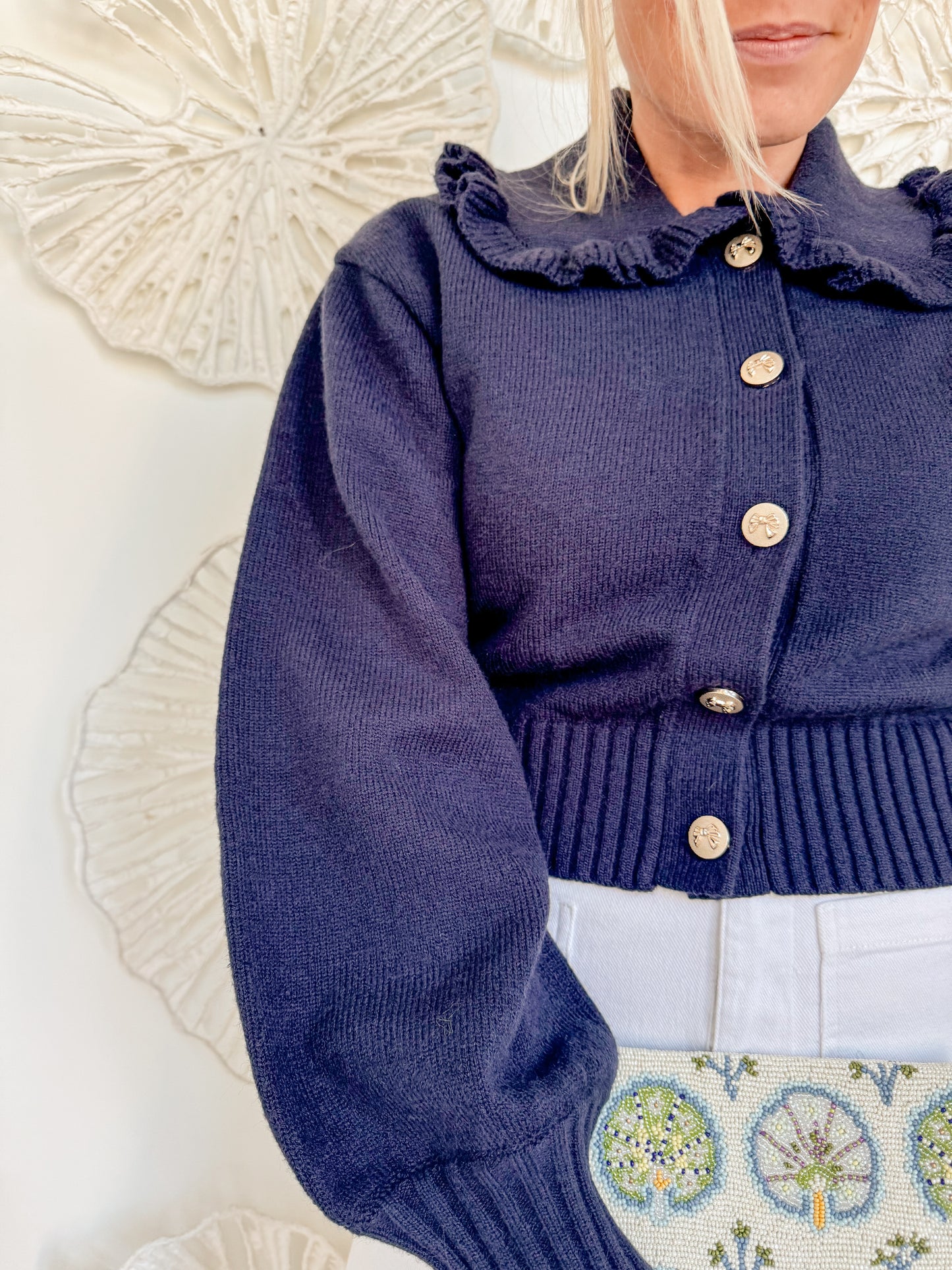 Navy Collared Cardigan