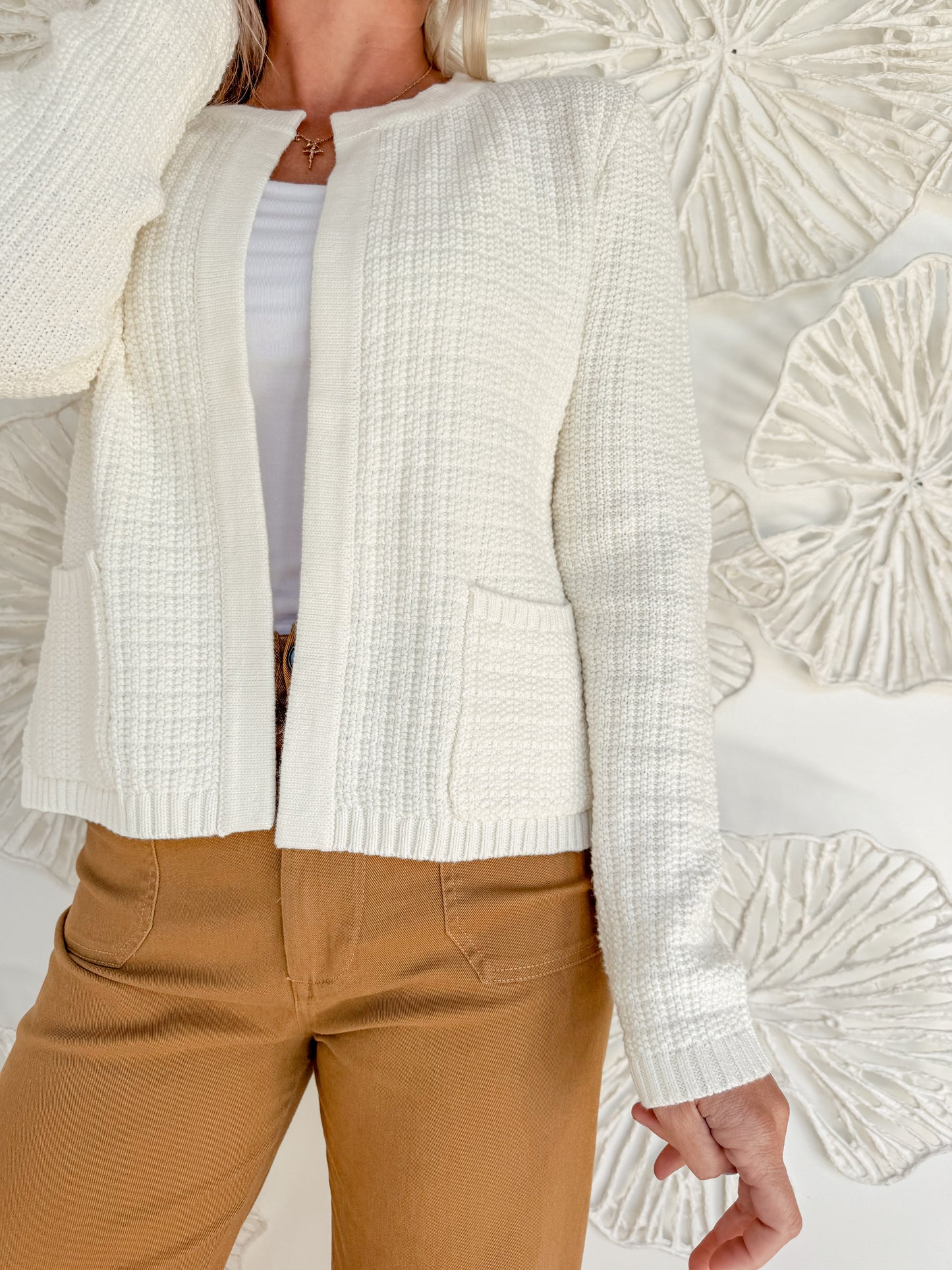 Ivory Textured Cardigan