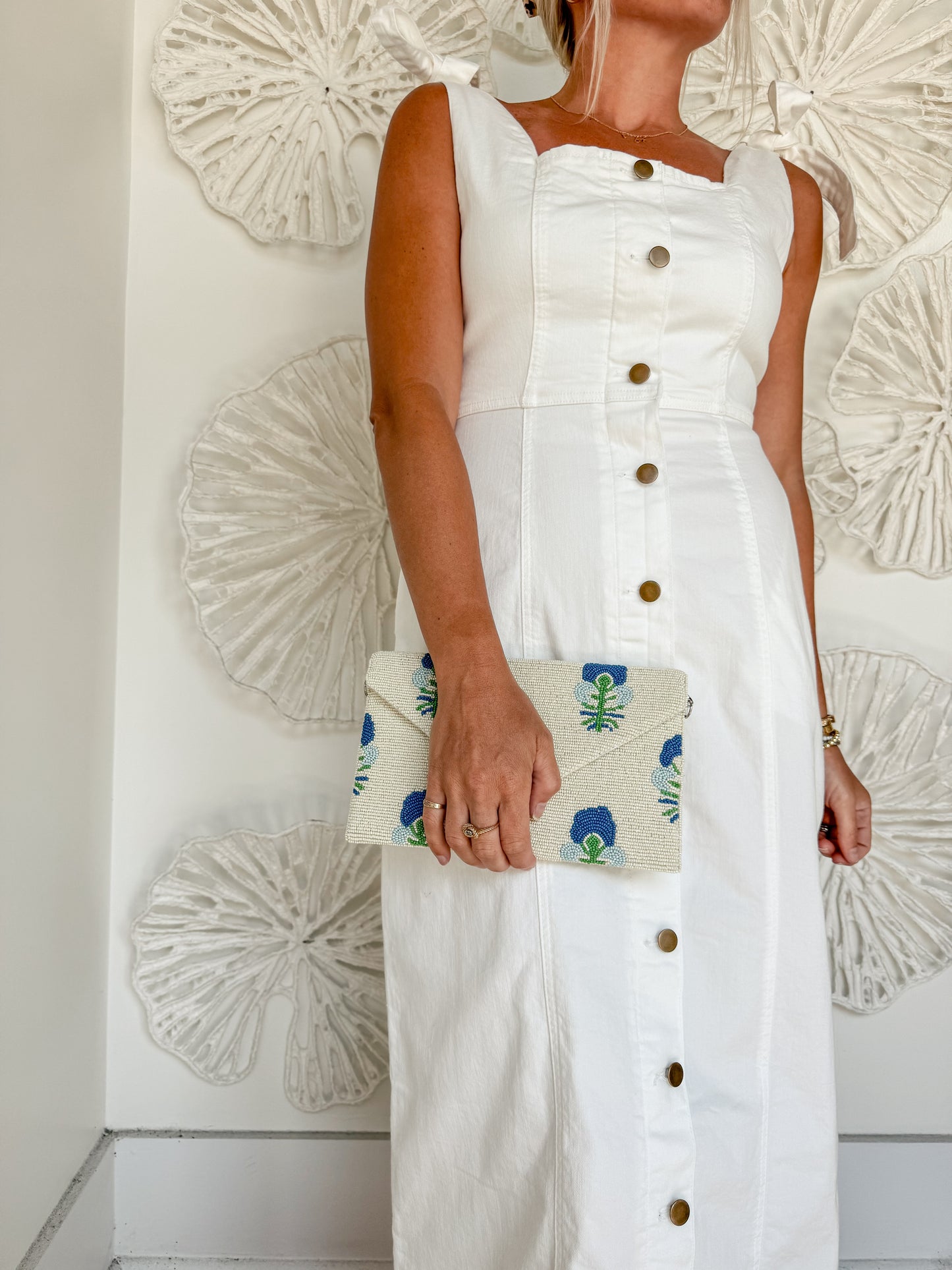 White Denim Button Dress