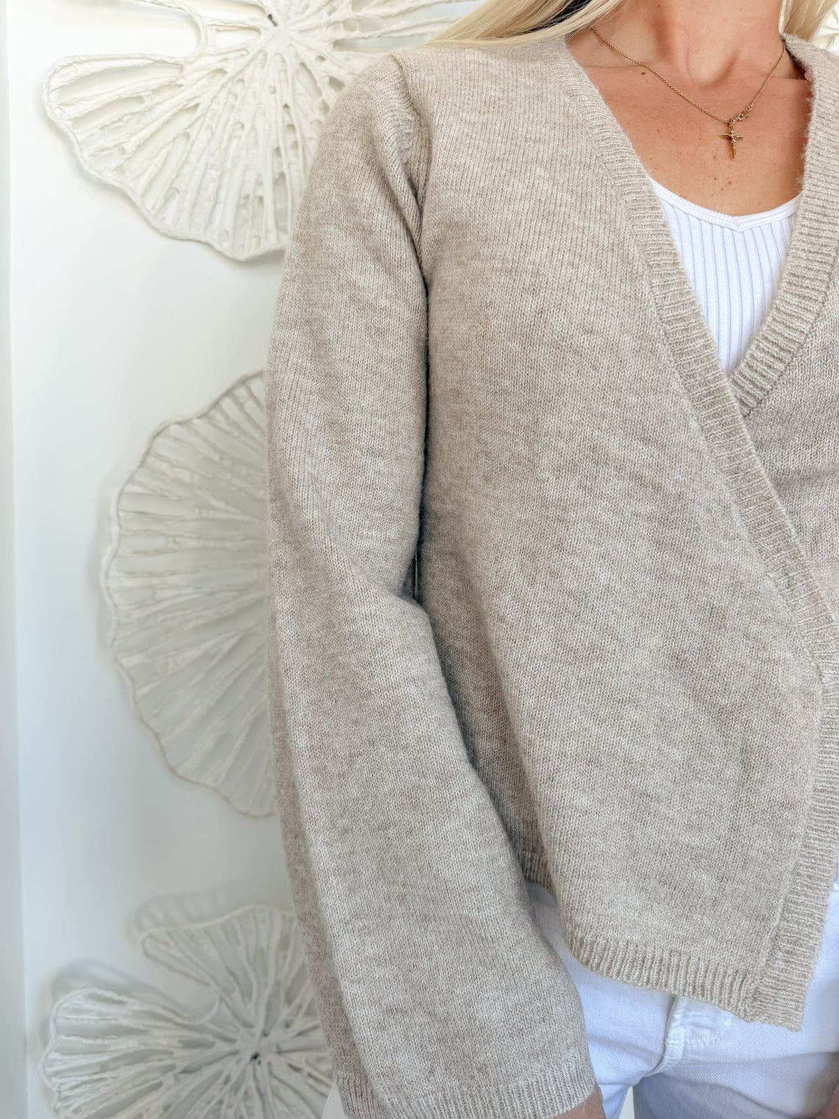 Light Taupe Wrap Blouse