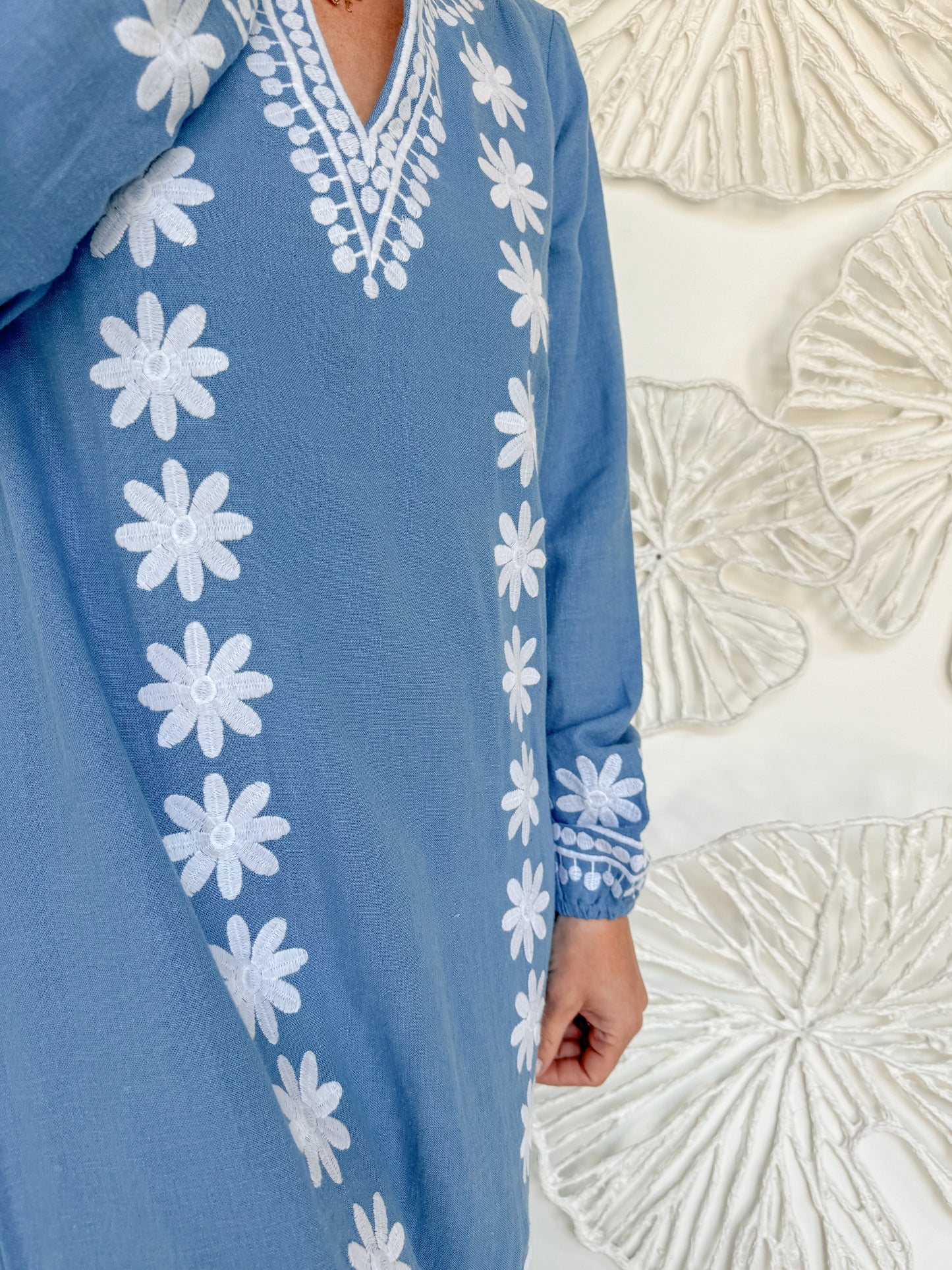 Sail to Sable Blue Embroidered Kaftan