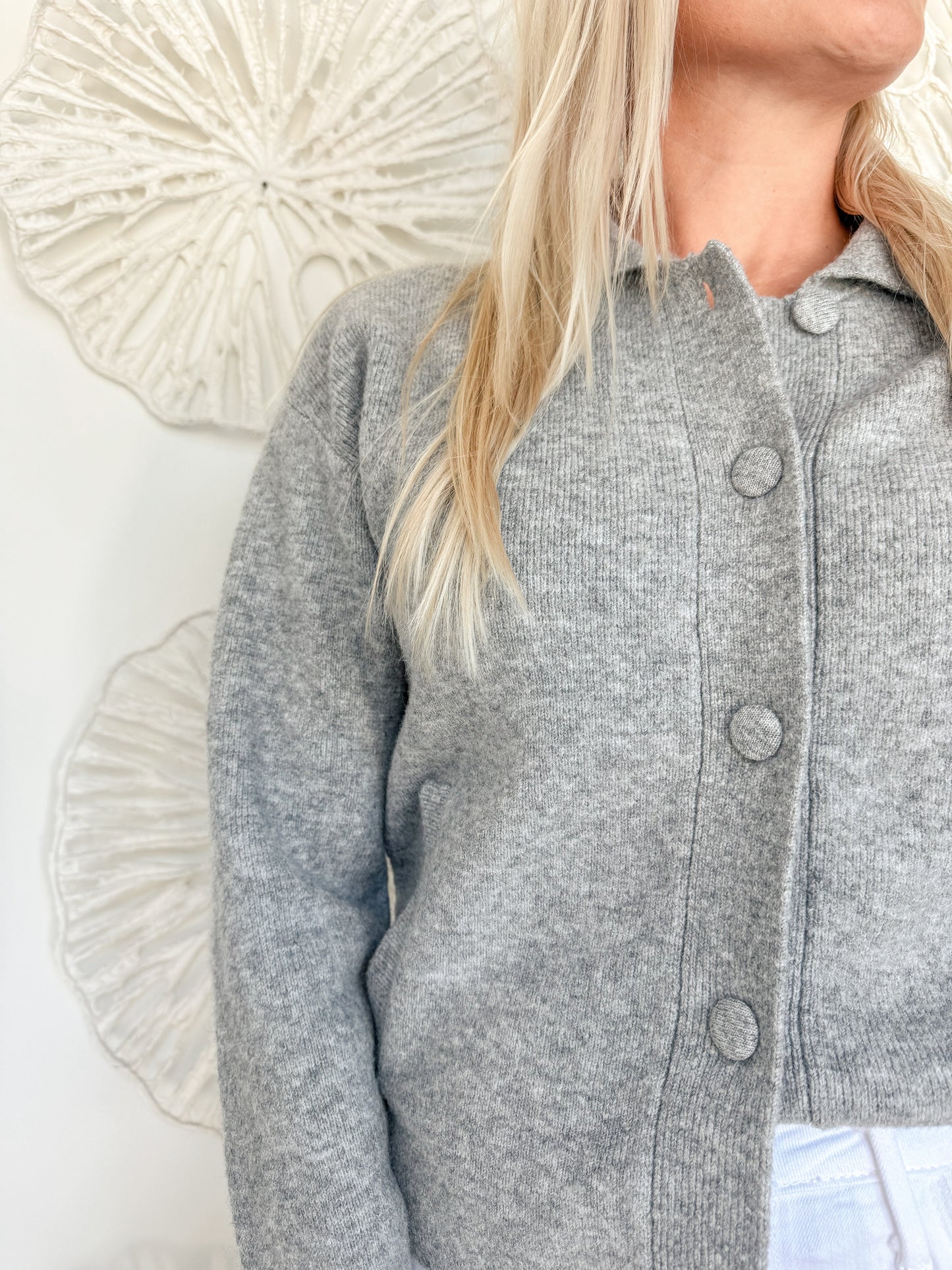 Heather Grey Button Up Cardigan