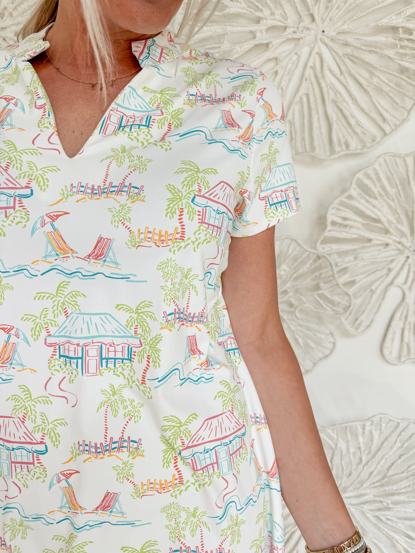 White Tropical Print Performance Mini