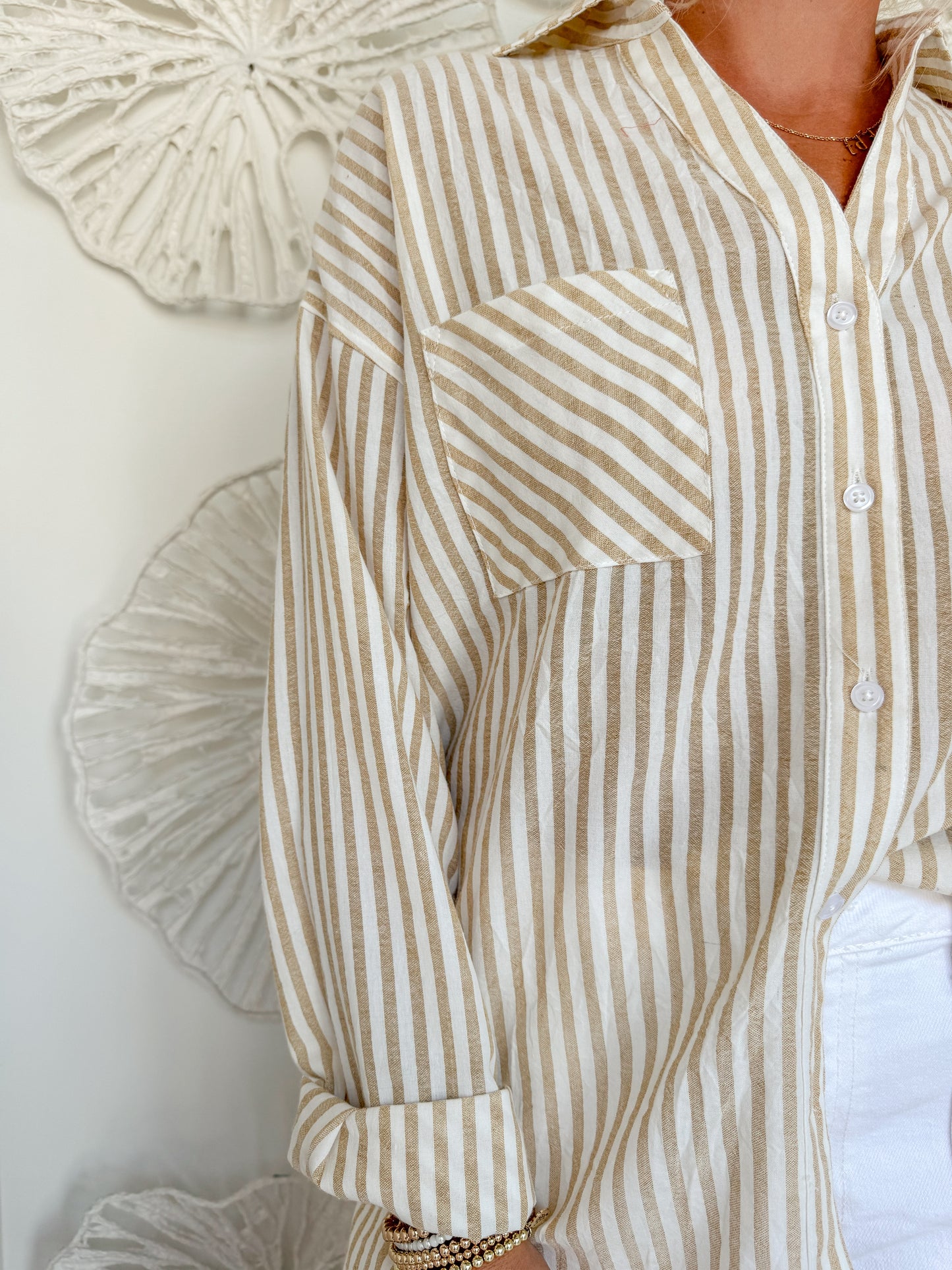 Mustard Striped Button Up