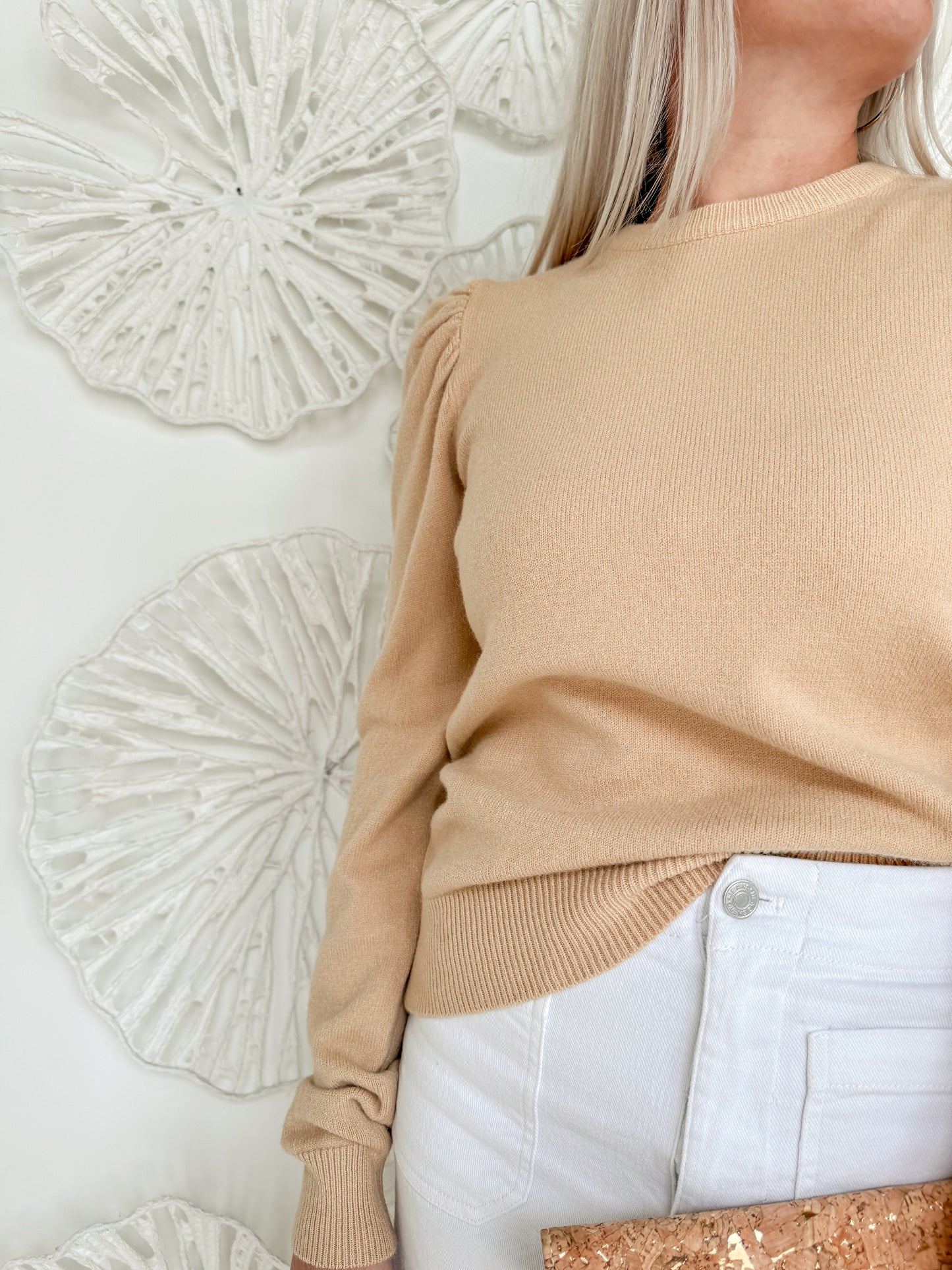 Sand Puff Sleeve Sweater