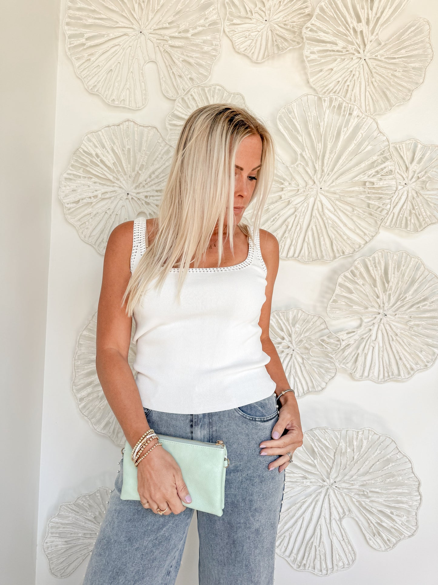White Eyelet Tank