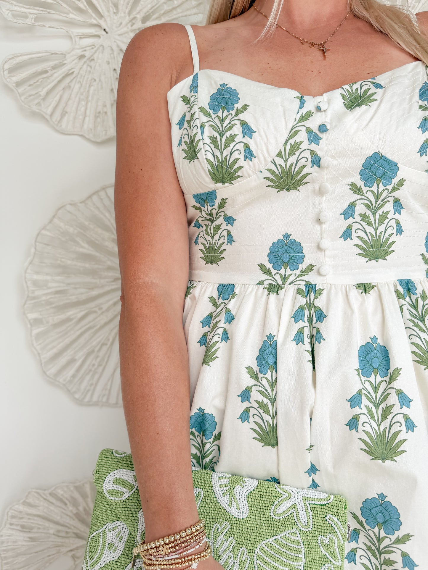 Blue/Green Printed Motif Midi