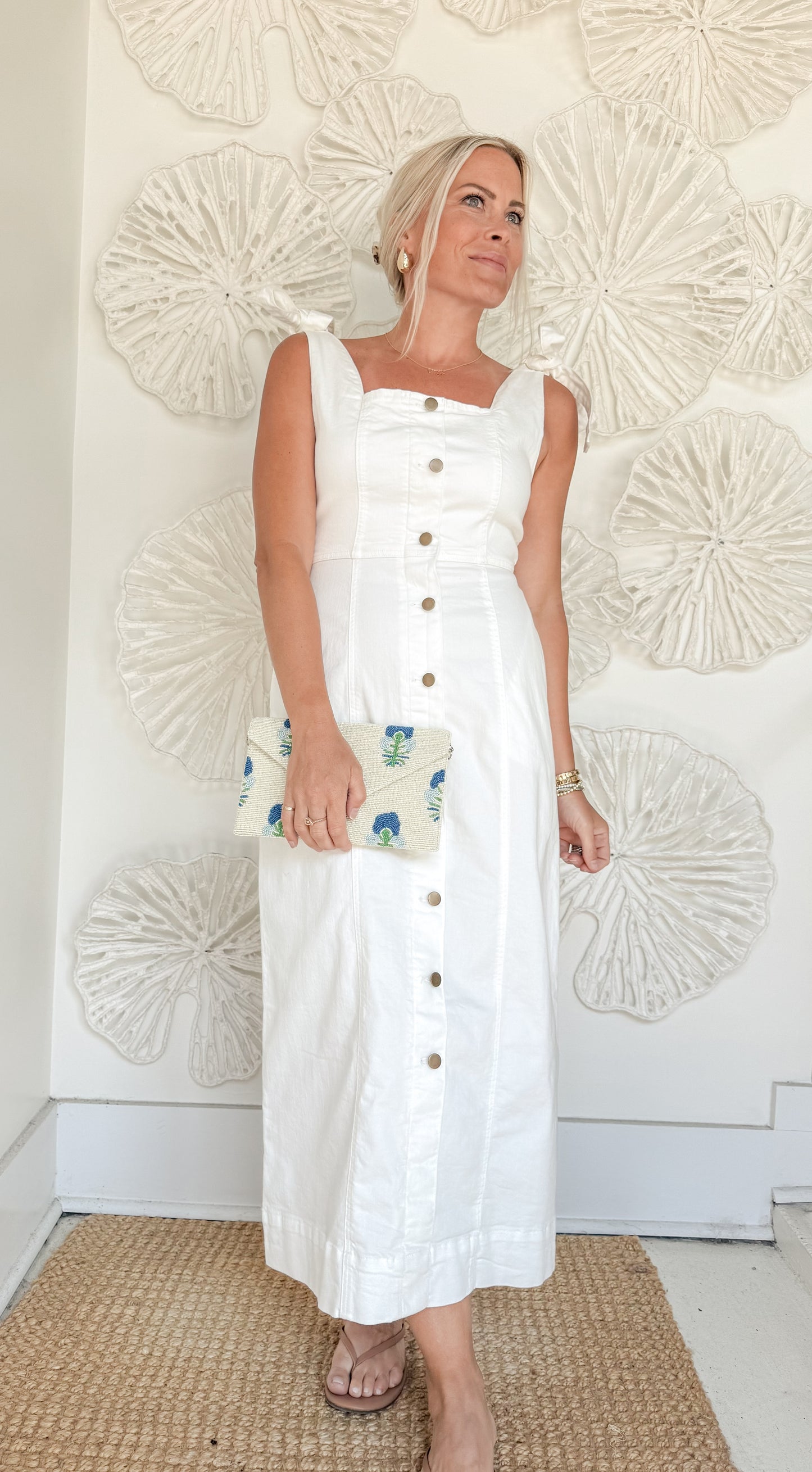 White Denim Button Dress