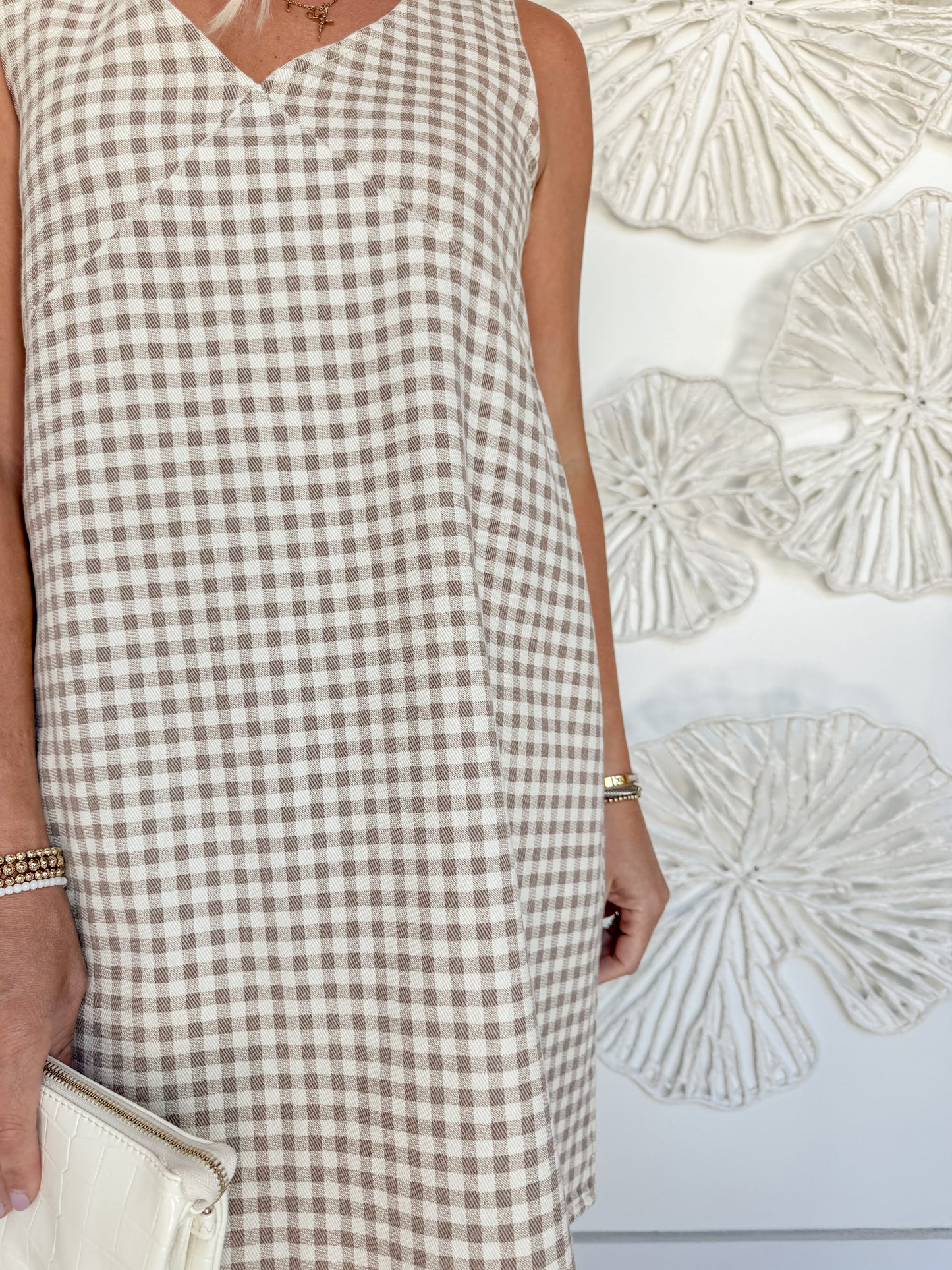 Taupe/White Gingham Mini