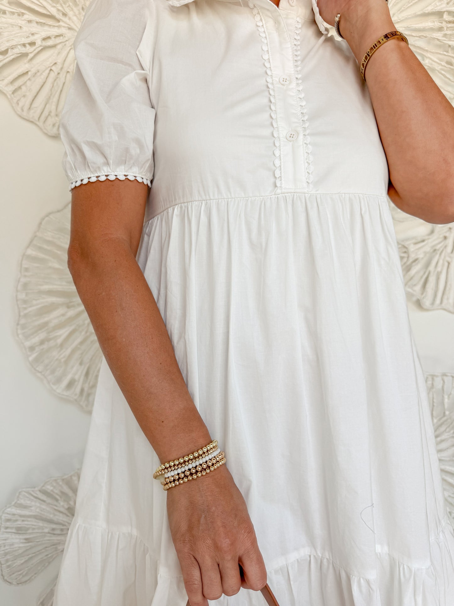 White Collared Trim Detail Maxi