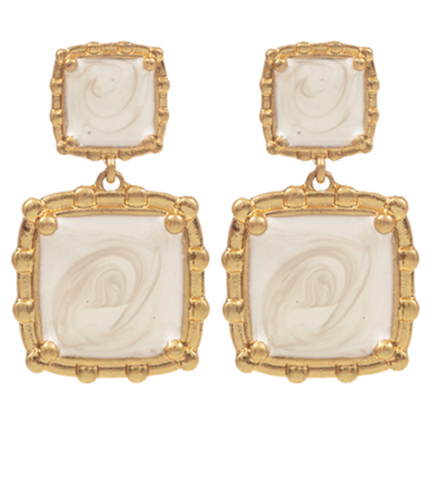 Double Square Drop Earrings