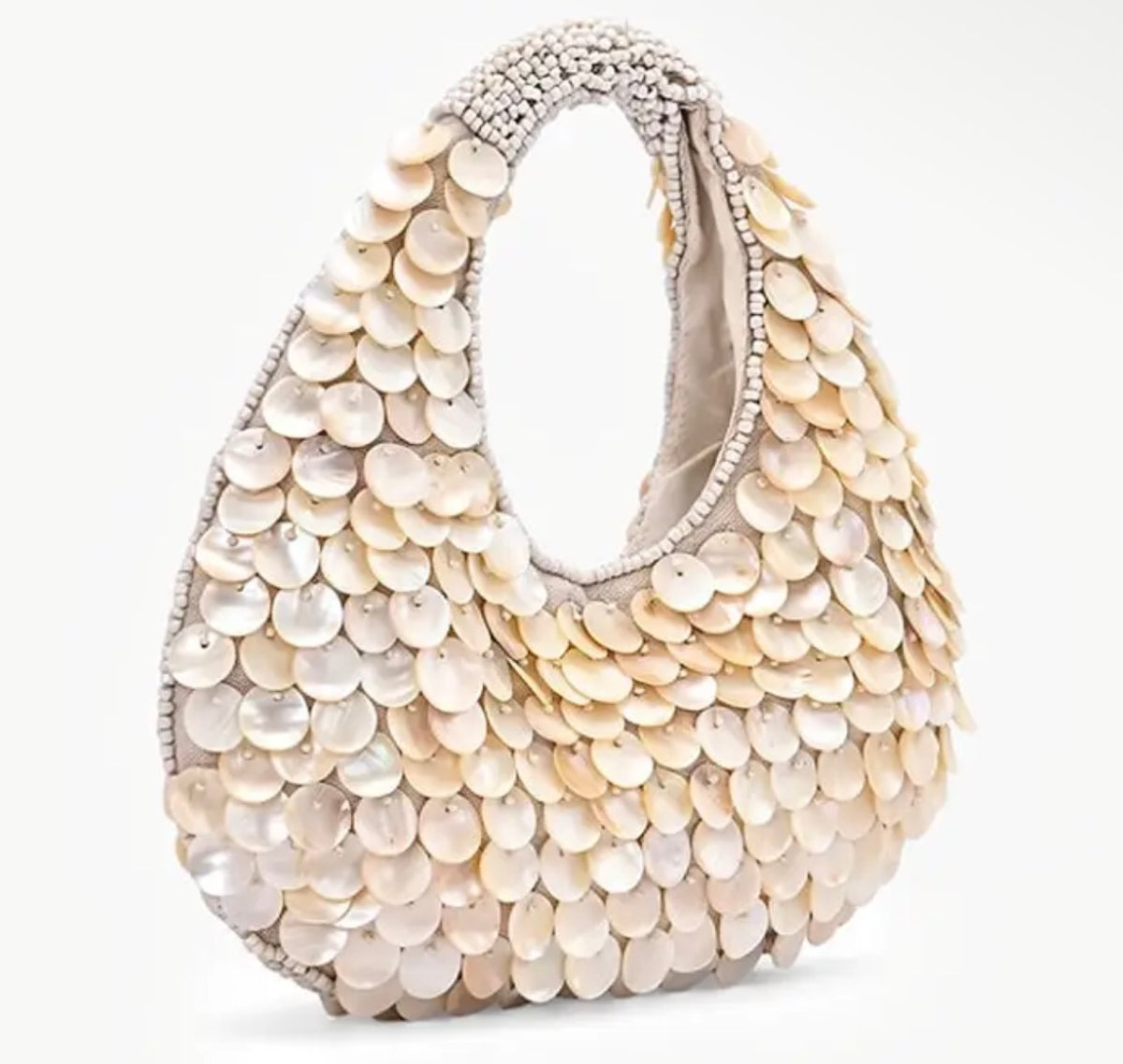 Rainbow Shell Beaded Round Hand-Held Bag