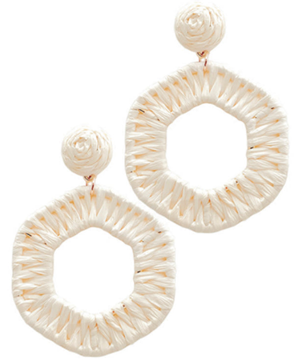 Wrapped Raffia Hexagon Earrings