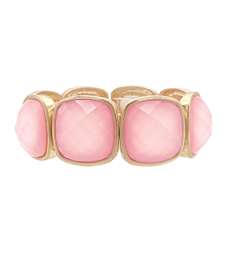 Pink Square Stone Bracelet