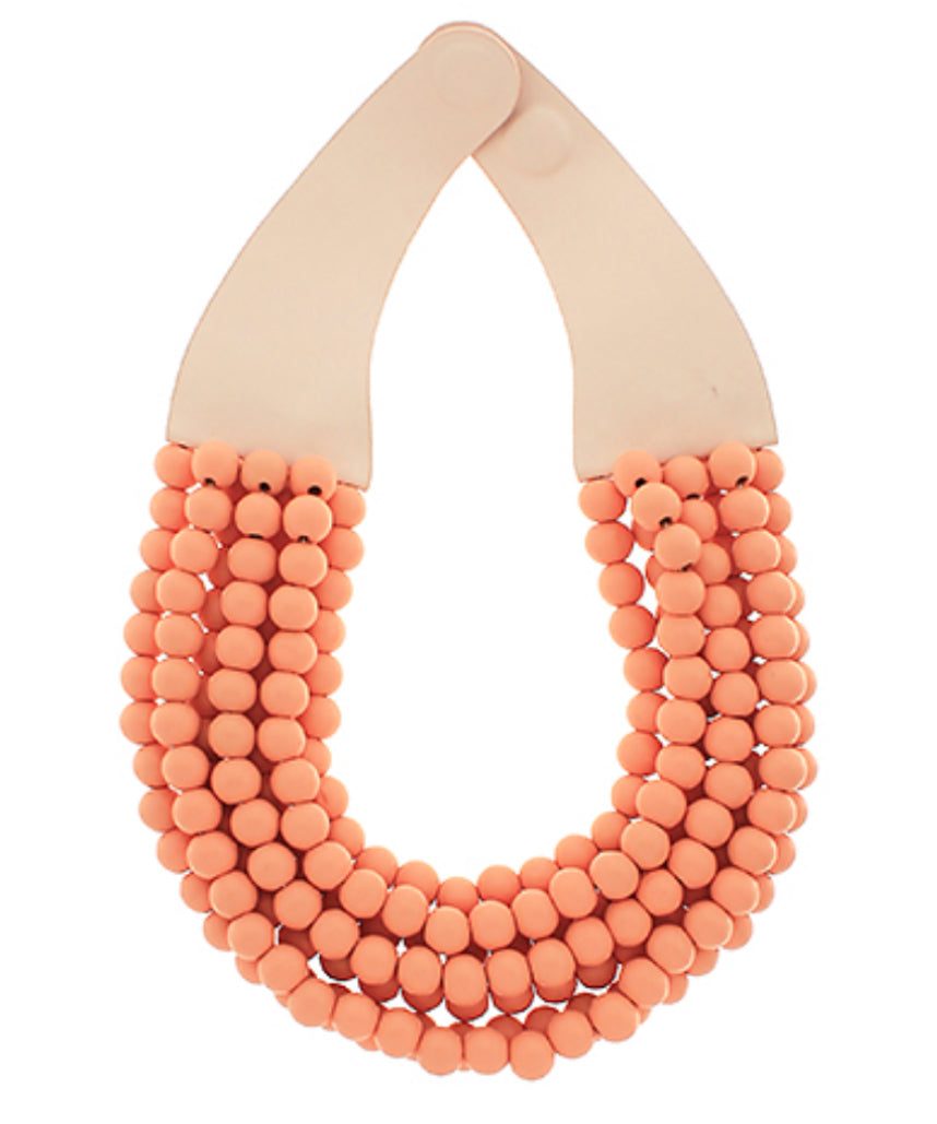 Coral Wood Bead Necklace