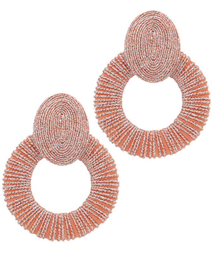 Dusty Coral Fabric Wrapped Earrings