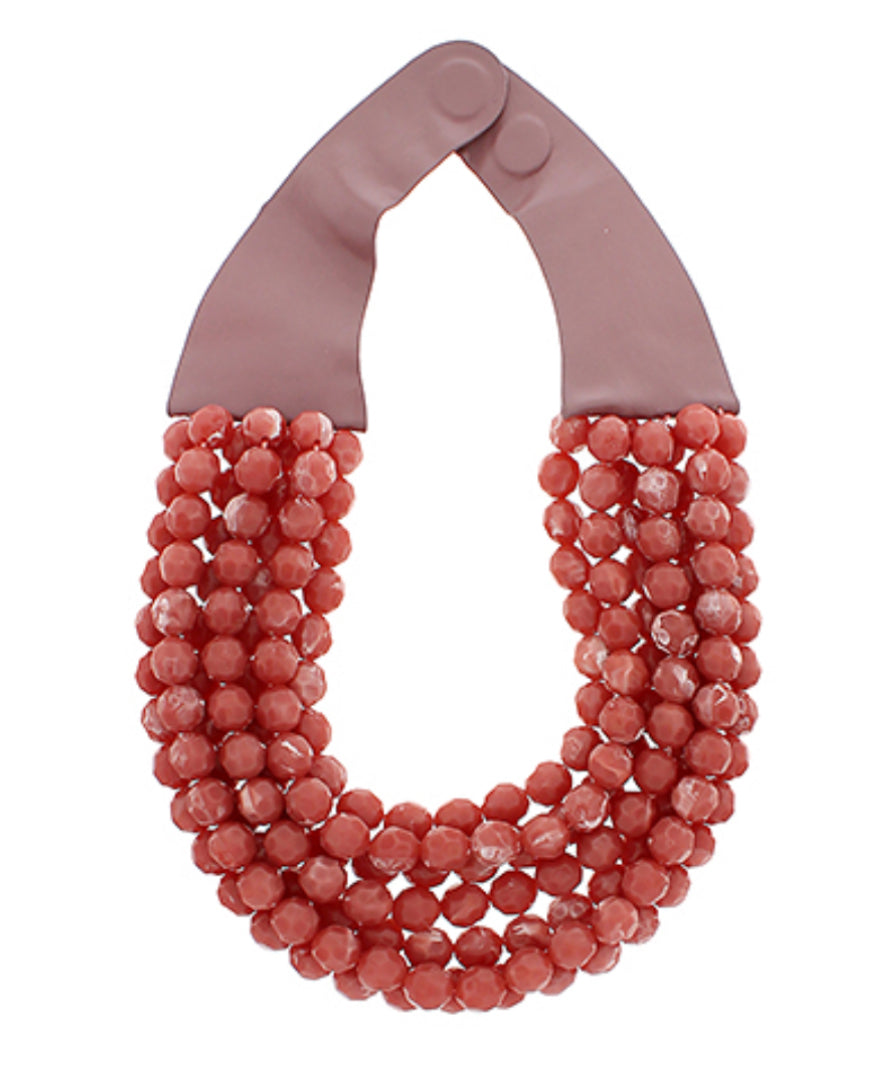 Cranberry Agate Bead Necklace