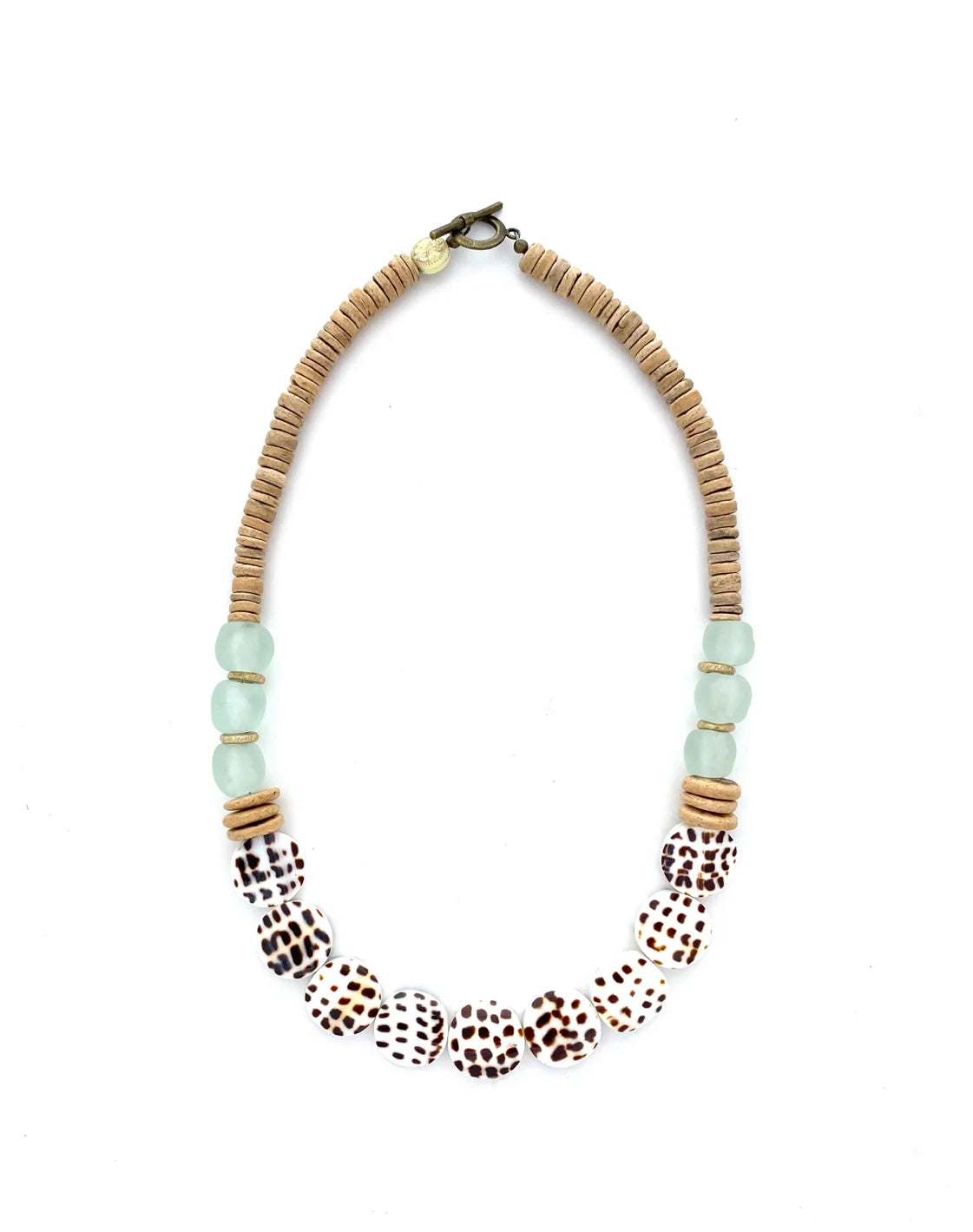 Sea Glass and Bone Bead Necklace