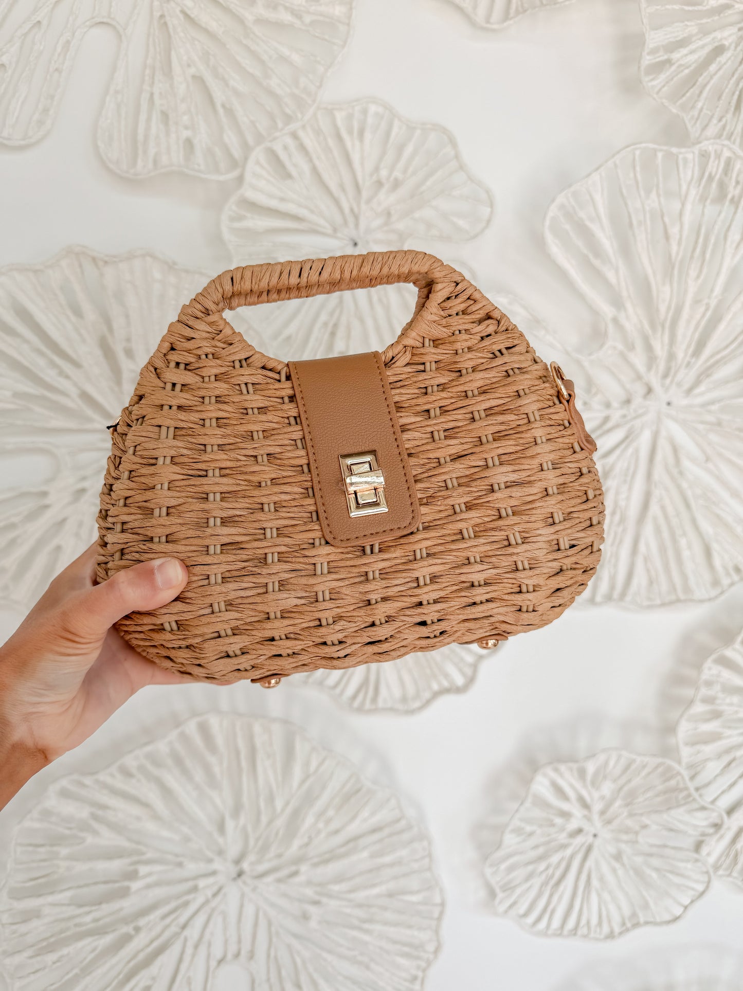 Dark Brown Woven Rounded Bag