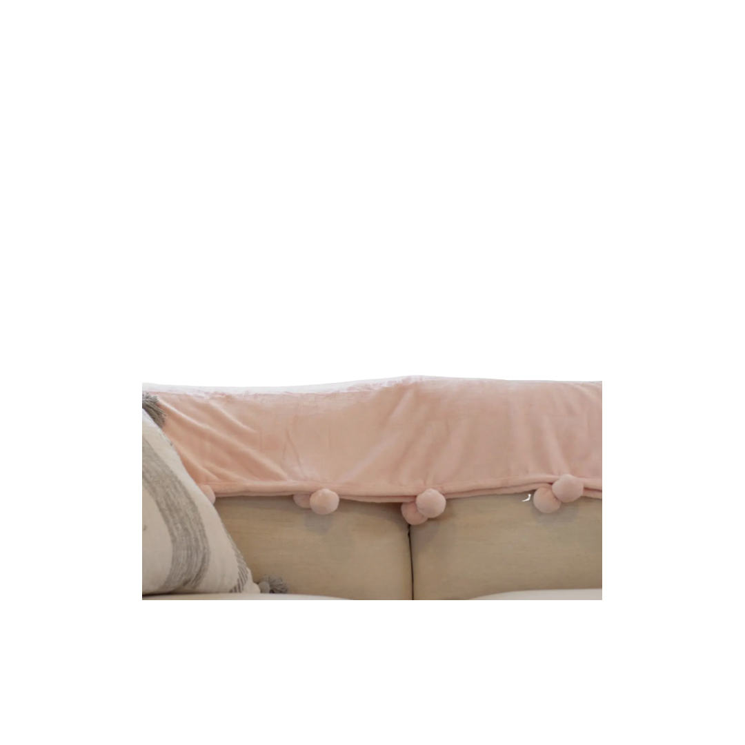 Pink Pom Pom Throw Blanket